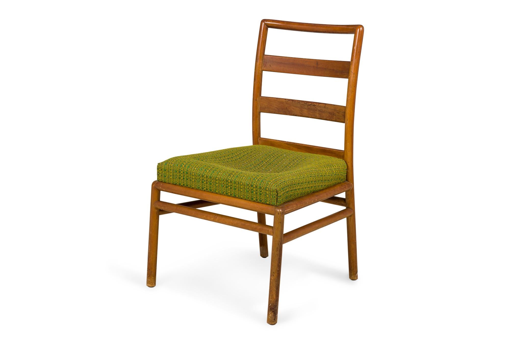 Set of 3 T.H. Robsjohn-Gibbings for Widdicomb Ladder Back Green Seat Dining Chai For Sale 1