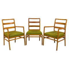 Set of 3 T.H. Robsjohn-Gibbings for Widdicomb Ladder Back Green Seat Dining Chai
