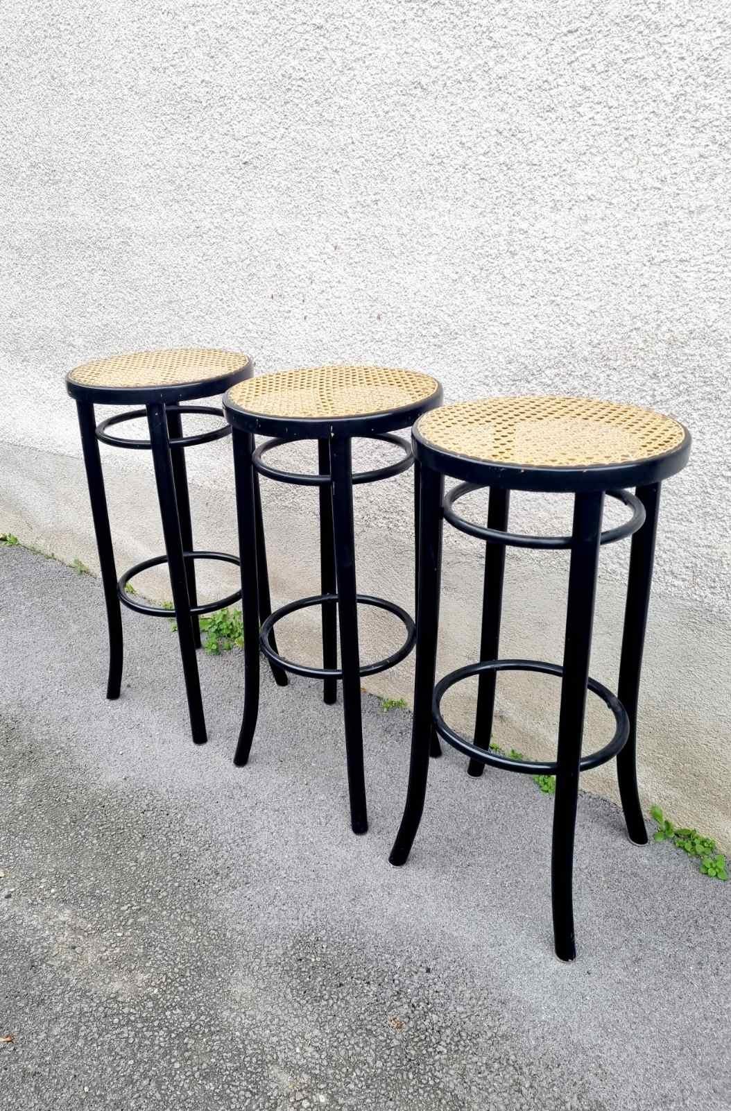 Set of 3 Thonet Style Bar Stools, Italy 60s In Good Condition For Sale In Lucija, SI