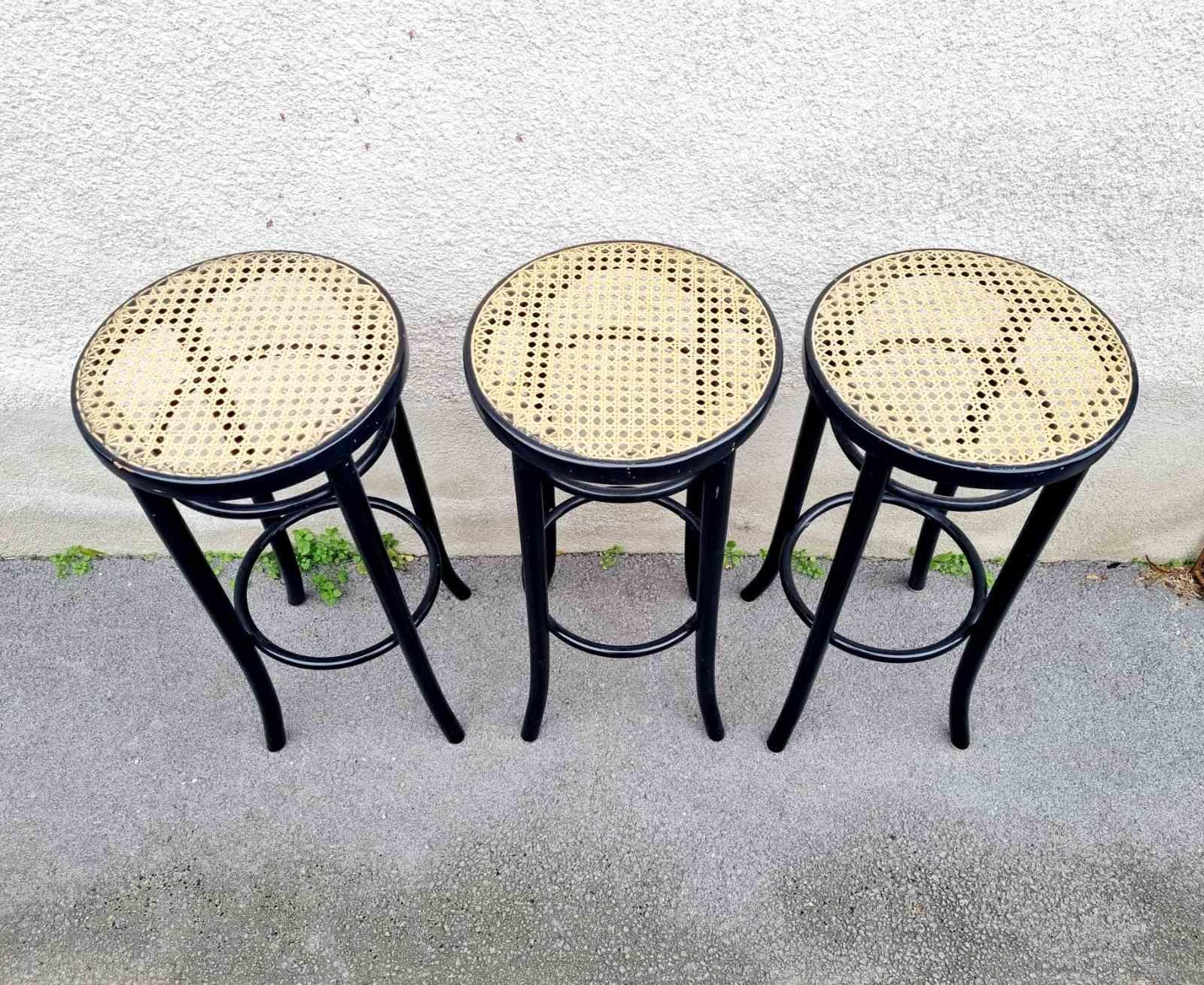 Set of 3 Thonet Style Bar Stools, Italy 60s For Sale 1