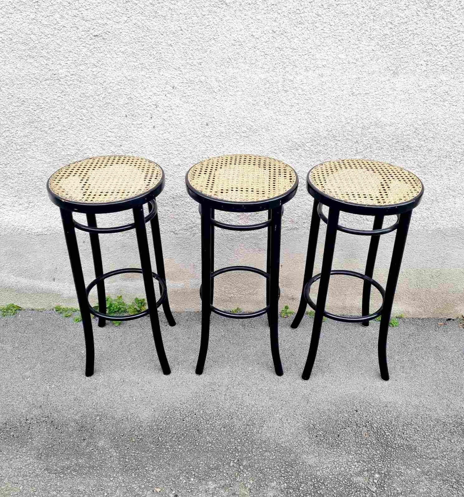 Set of 3 Thonet Style Bar Stools, Italy 60s For Sale 2