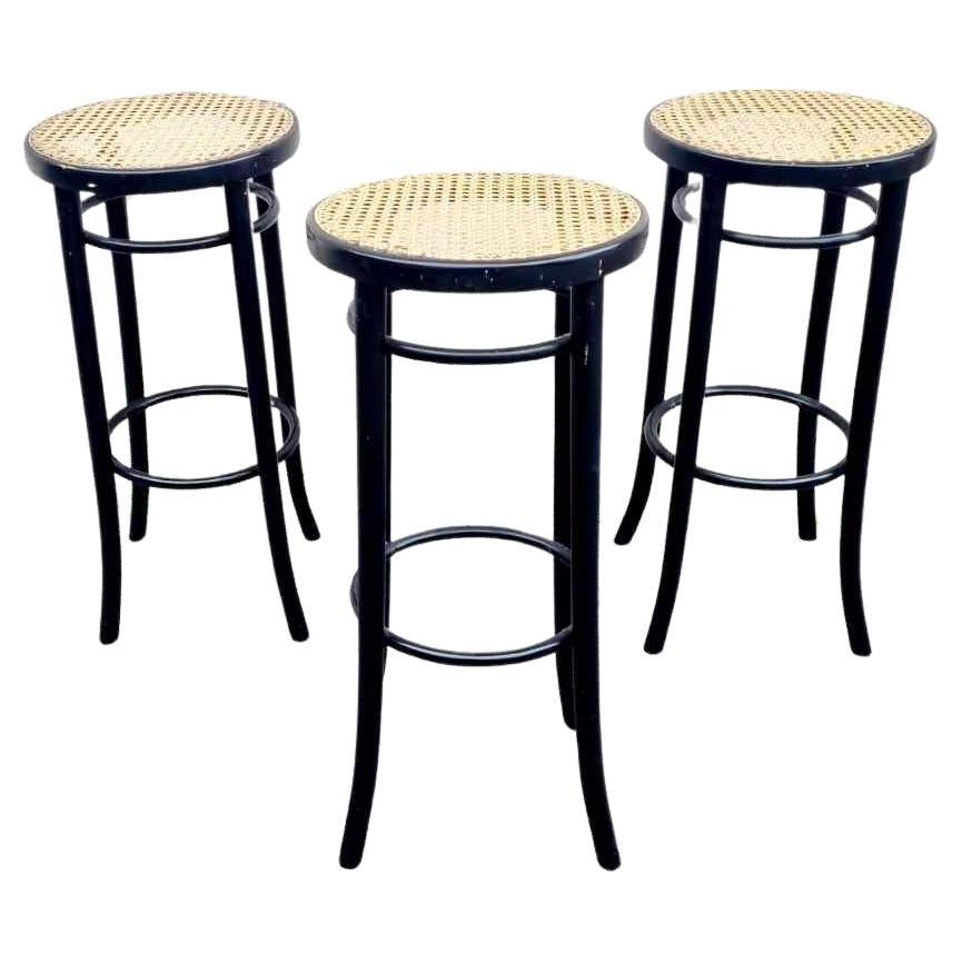 Set of 3 Thonet Style Bar Stools, Italy 60s
