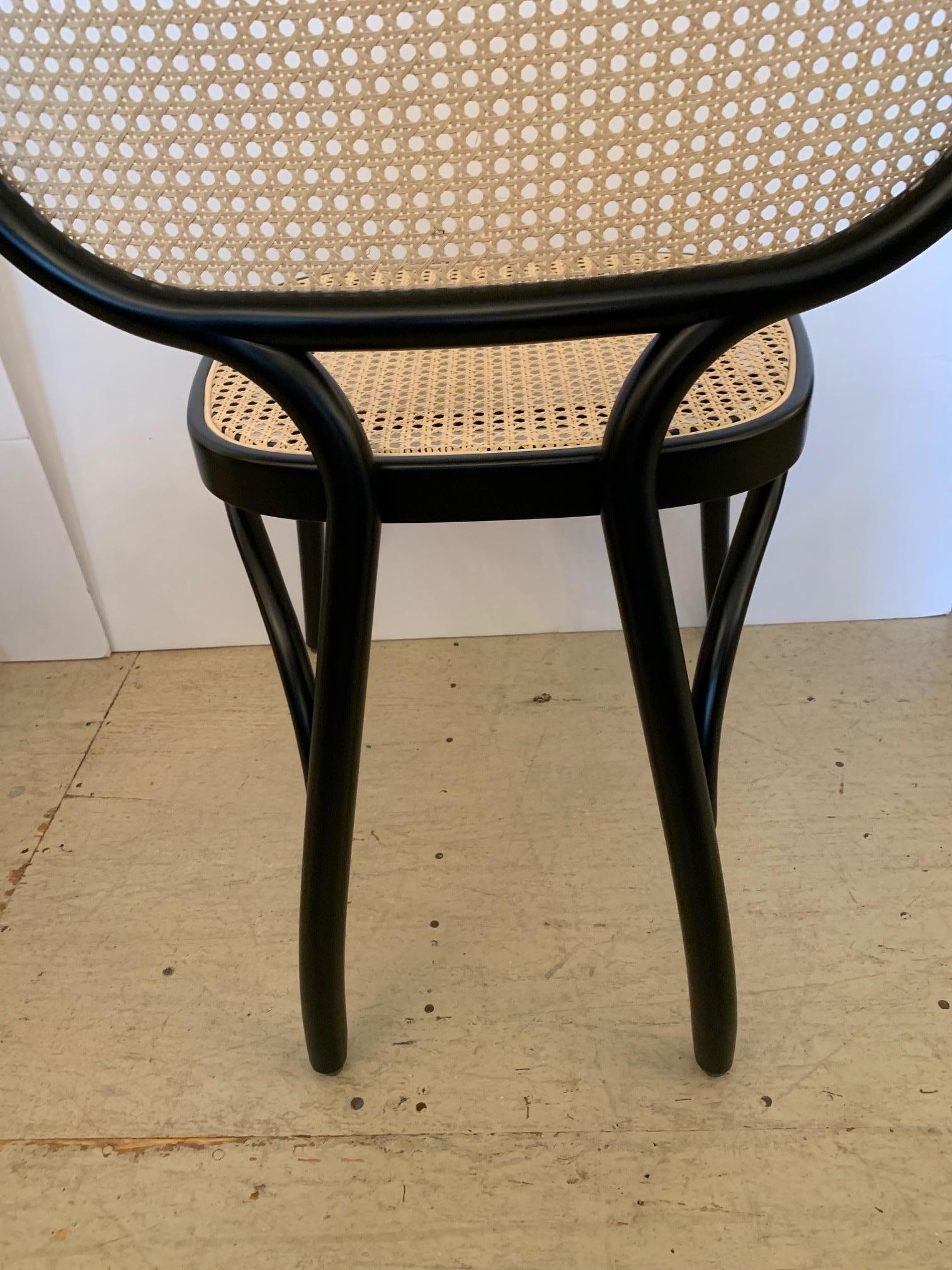 Contemporary Set of 3 Thonet Vienna Ebonized Bentwood & Caned Classic Chairs