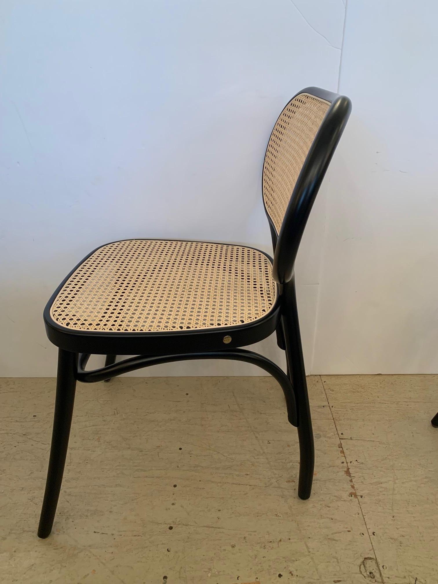Set of 3 Thonet Vienna Ebonized Bentwood & Caned Classic Chairs 1