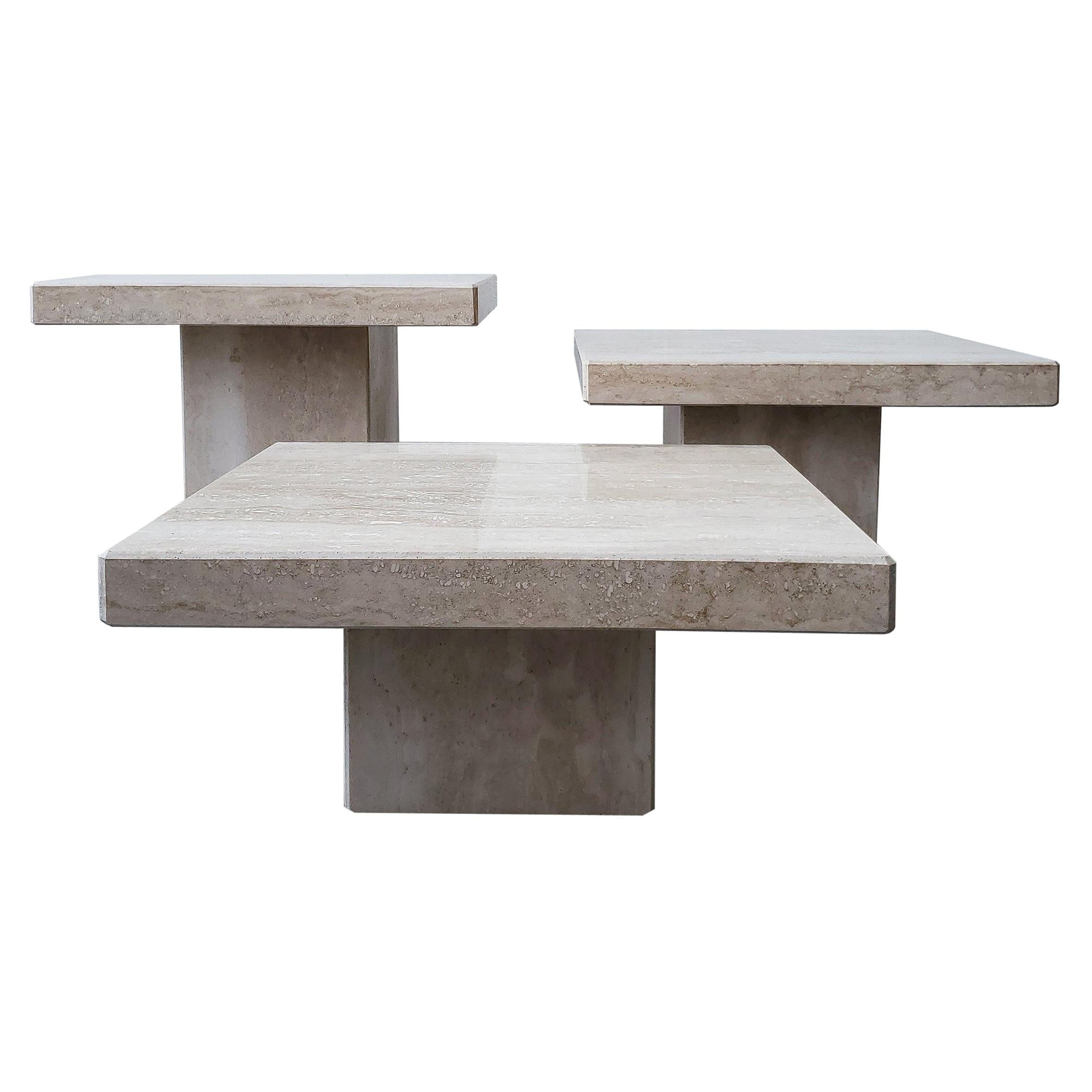 Travertine Marble TwoPiece TwoTier Coffee Table at 1stdibs