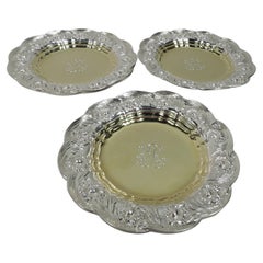 Set of 3 Tiffany Chrysanthemum Sterling Silver Butter Pats