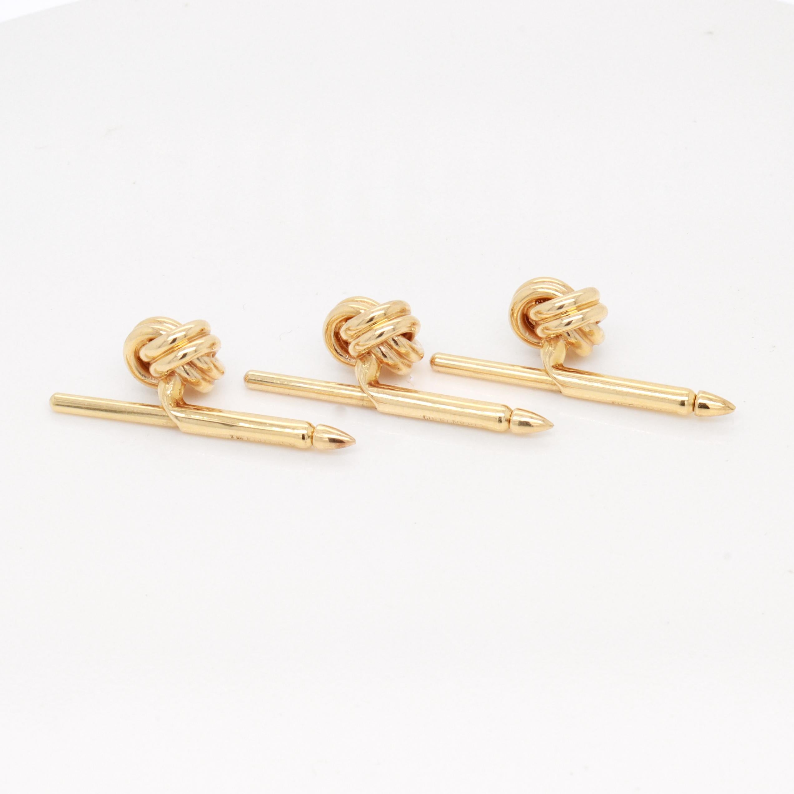 Set di 3 borchie o bottoni per camicia con doppio nodo di Tiffany & Co. in oro 14k in vendita 6