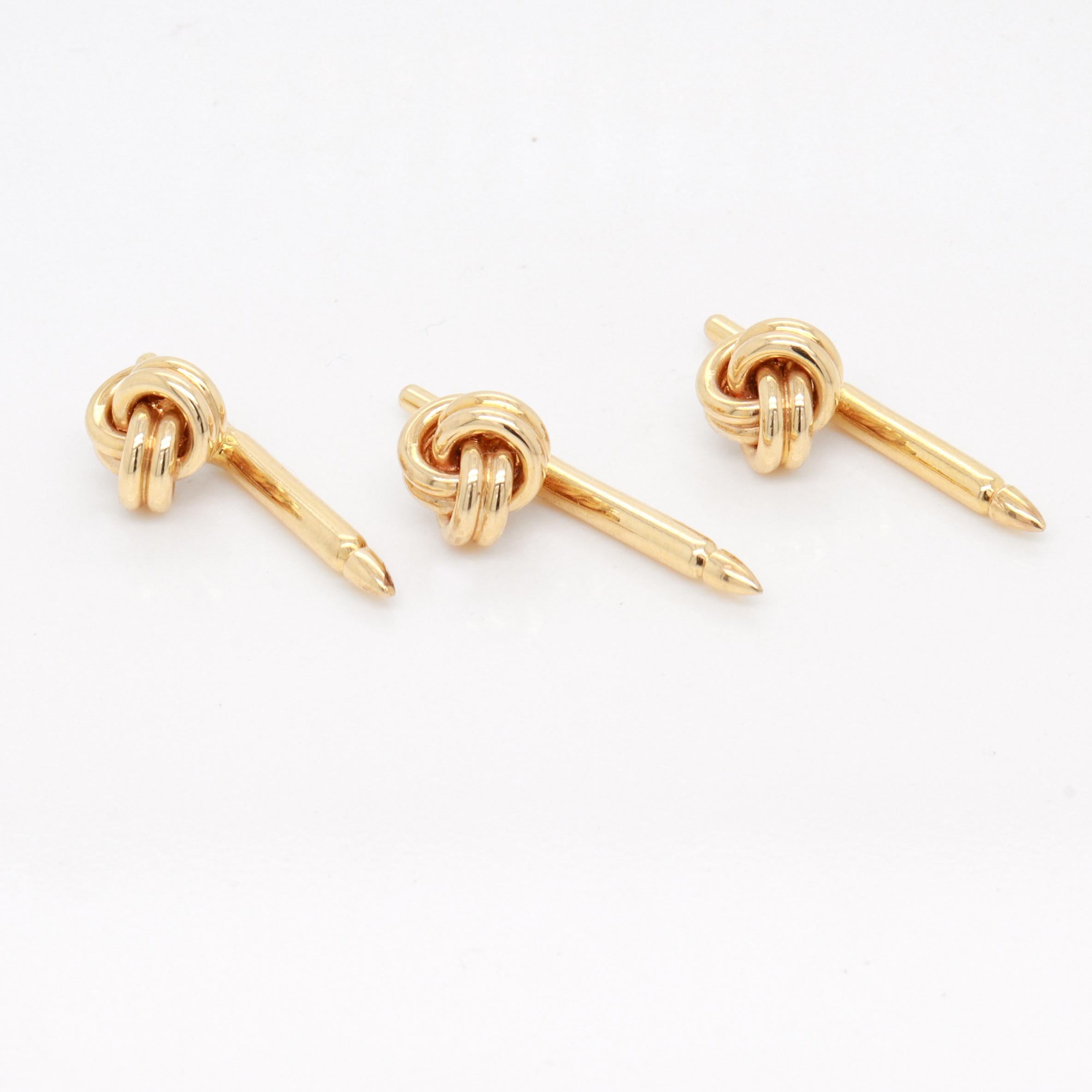 Set di 3 borchie o bottoni per camicia con doppio nodo di Tiffany & Co. in oro 14k in vendita 7