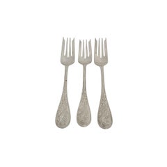 Set of 3 Tiffany & Co Audubon Sterling Silver Salad Forks 6 3/4" #23105