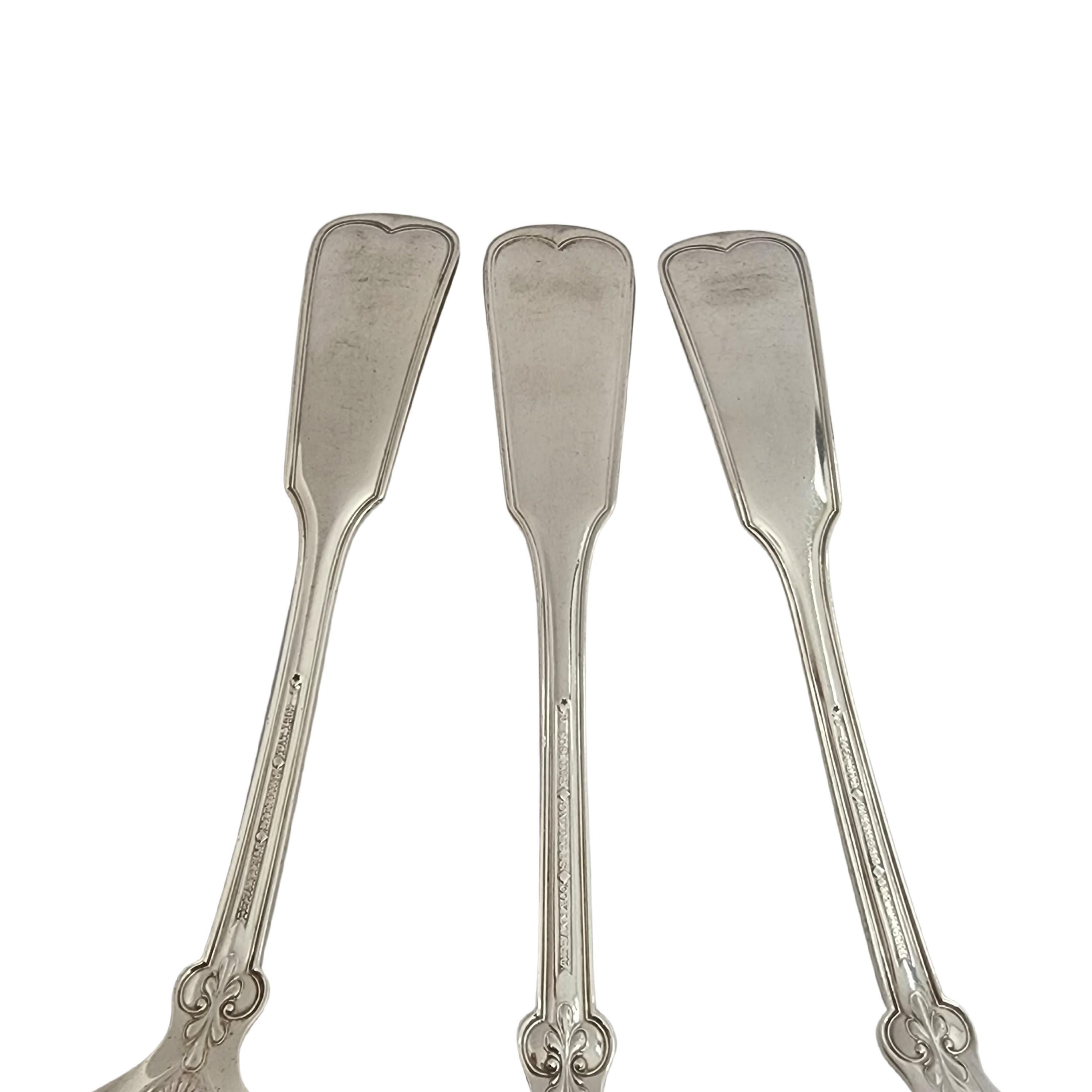 Women's or Men's Set of 3 Tiffany & Co Shell & Thread Sterling Serving Spoons & Fork mono #15284 For Sale