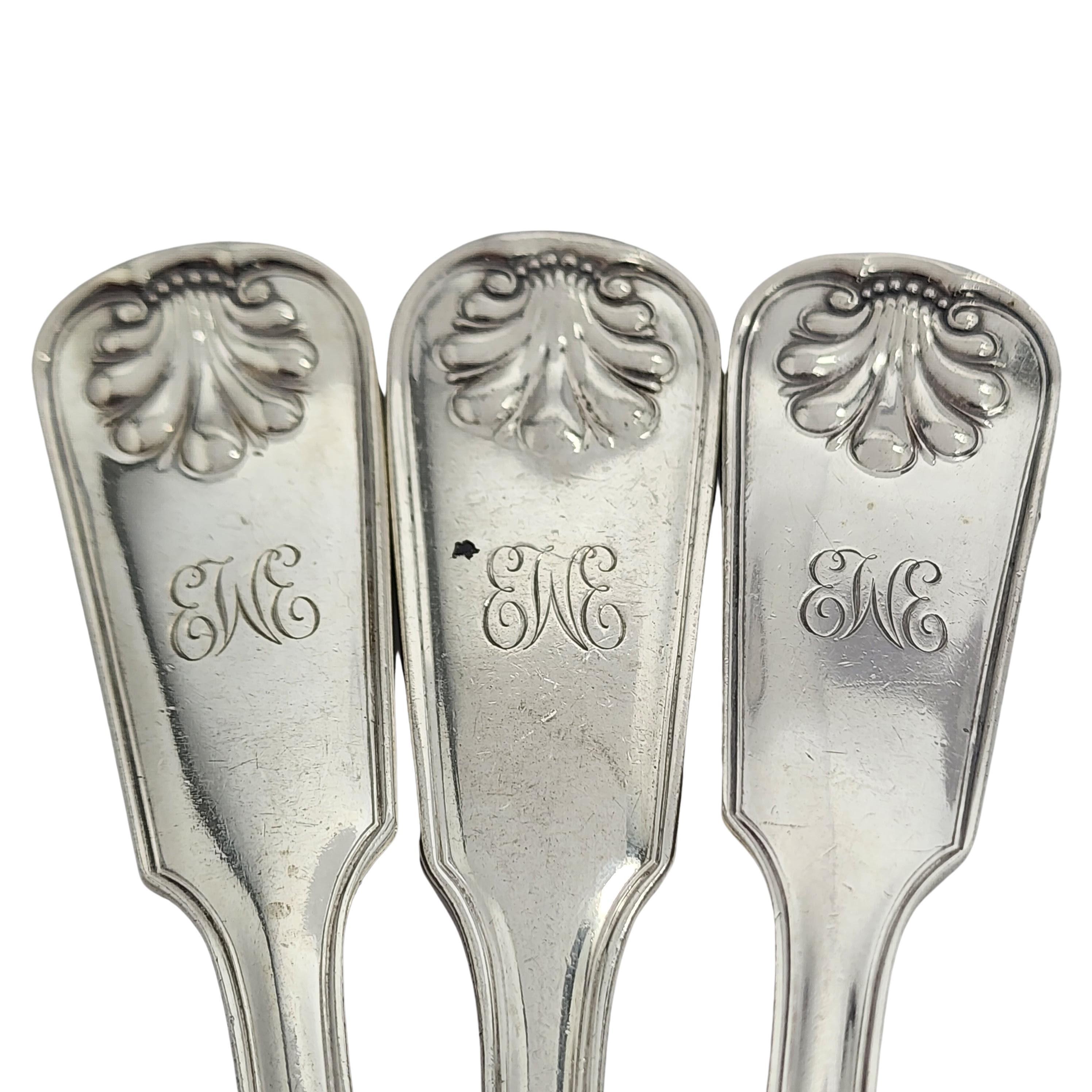 Ensemble de 3 cuillères de service et fourchettes Tiffany & Co Shell & Thread en argent sterling mono n° 15284 en vente 4