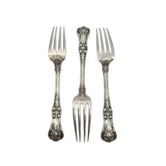 Set of 3 Tiffany & Co Sterling Silver English King Forks with Monogram