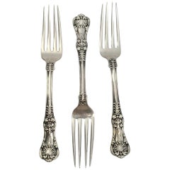 Set of 3 Tiffany & Co Sterling Silver English King Forks with Monogram