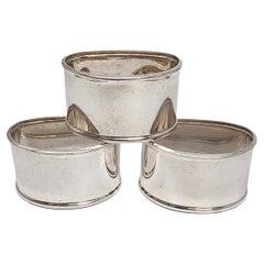 Set of 3 Tiffany & Co Sterling Silver Flat Back Napkin Rings #18119