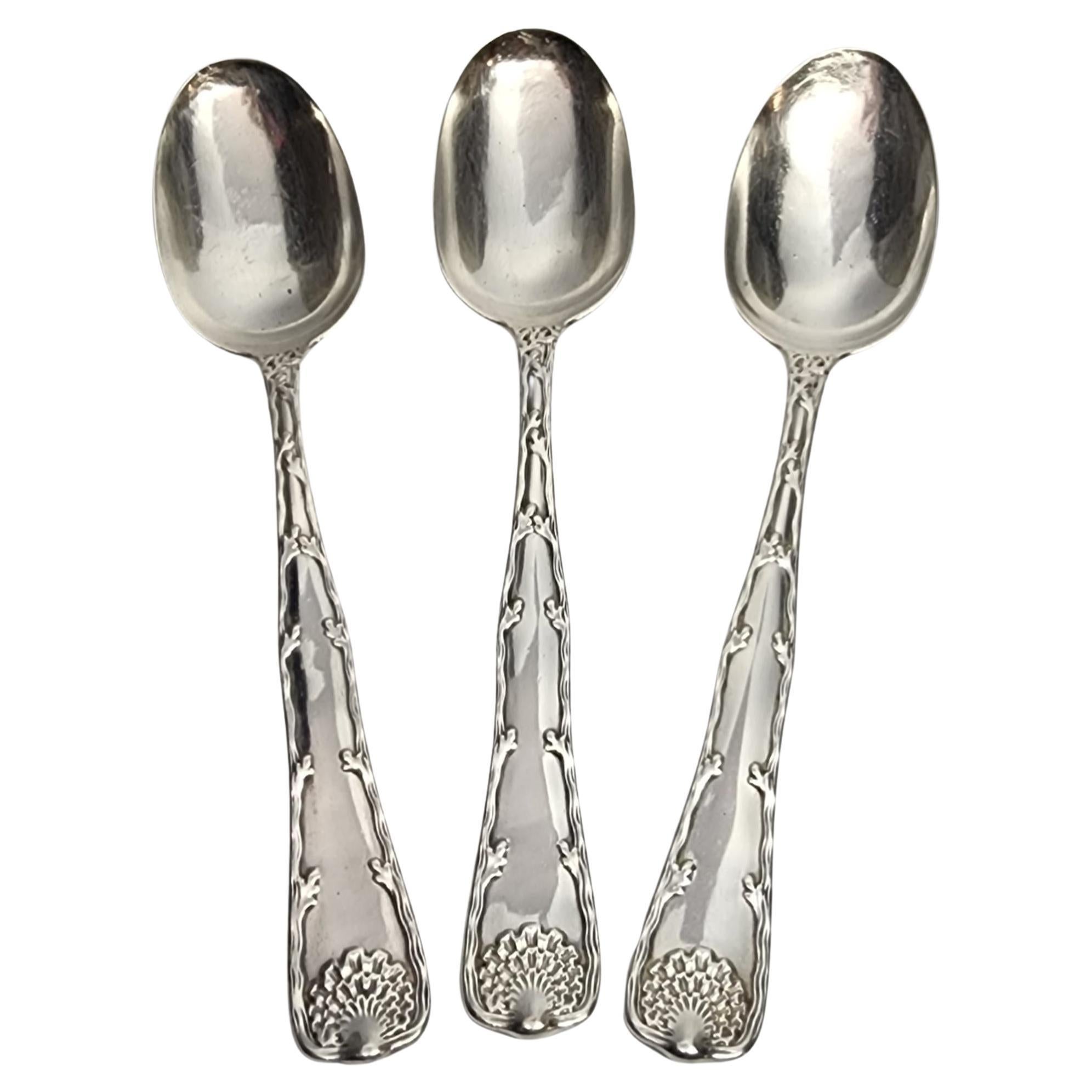 Set of 3 Tiffany & Co Wave Edge Sterling Silver Serving Tablespoon 8 1/2" #15387 For Sale