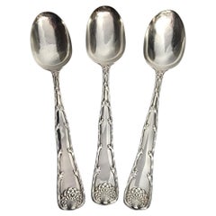 Set of 3 Tiffany & Co Wave Edge Sterling Silver Serving Tablespoon 8 1/2" #15387