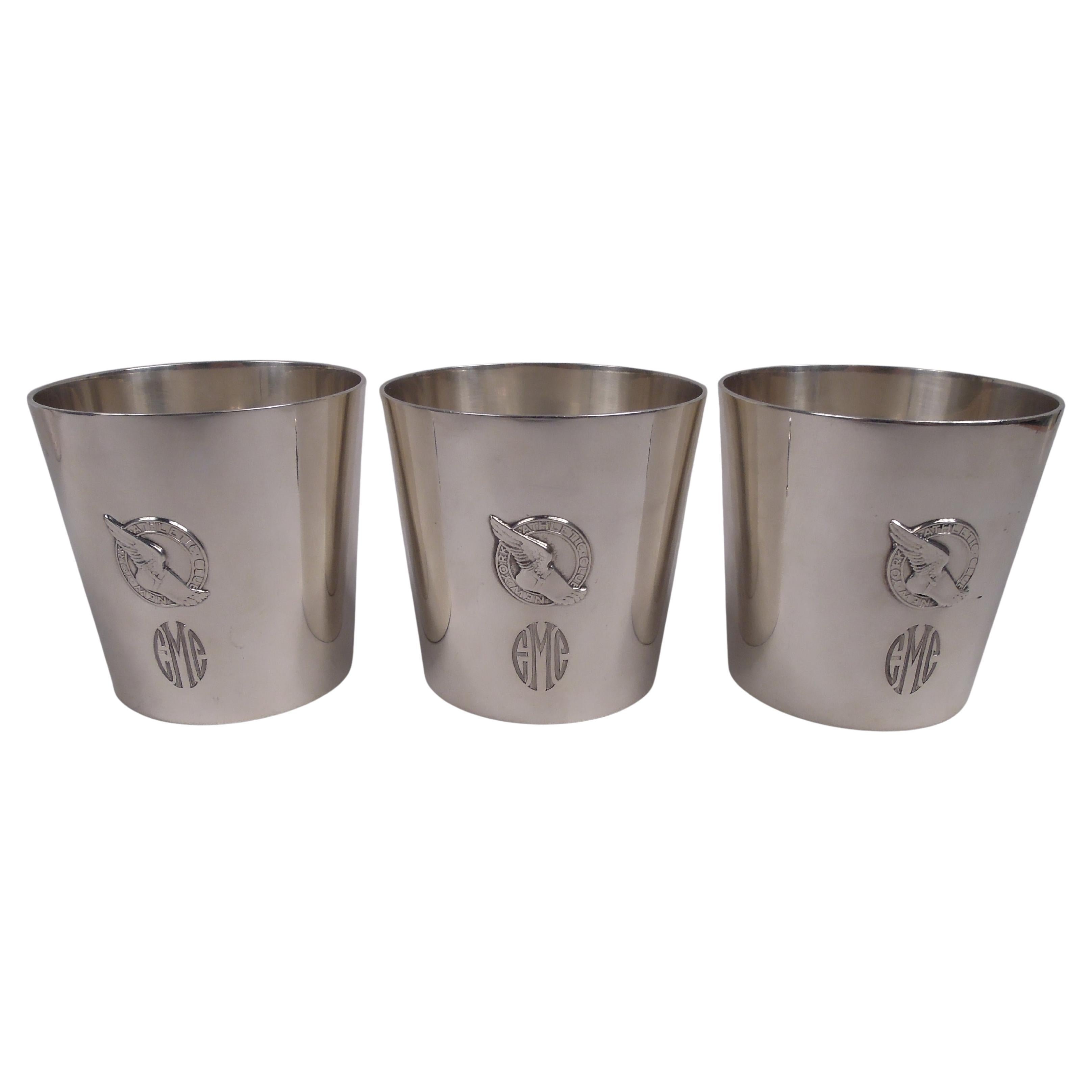 Set of 3 Tiffany Tumblers Awarded as New York Athletic Club Trophies For Sale