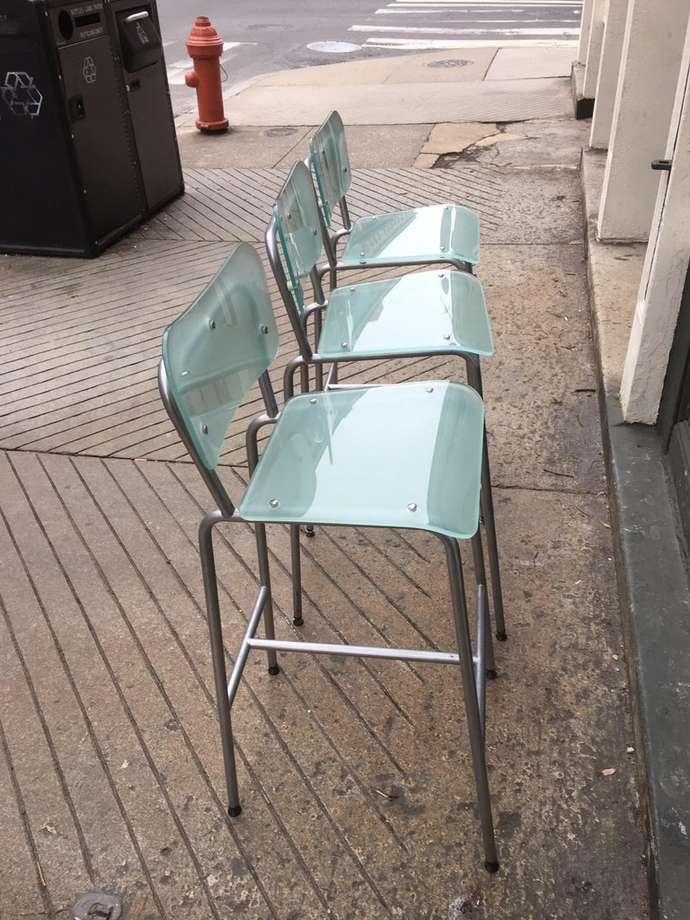Set of 3 Tim Power “CHIP” Glass Stools at 1stDibs