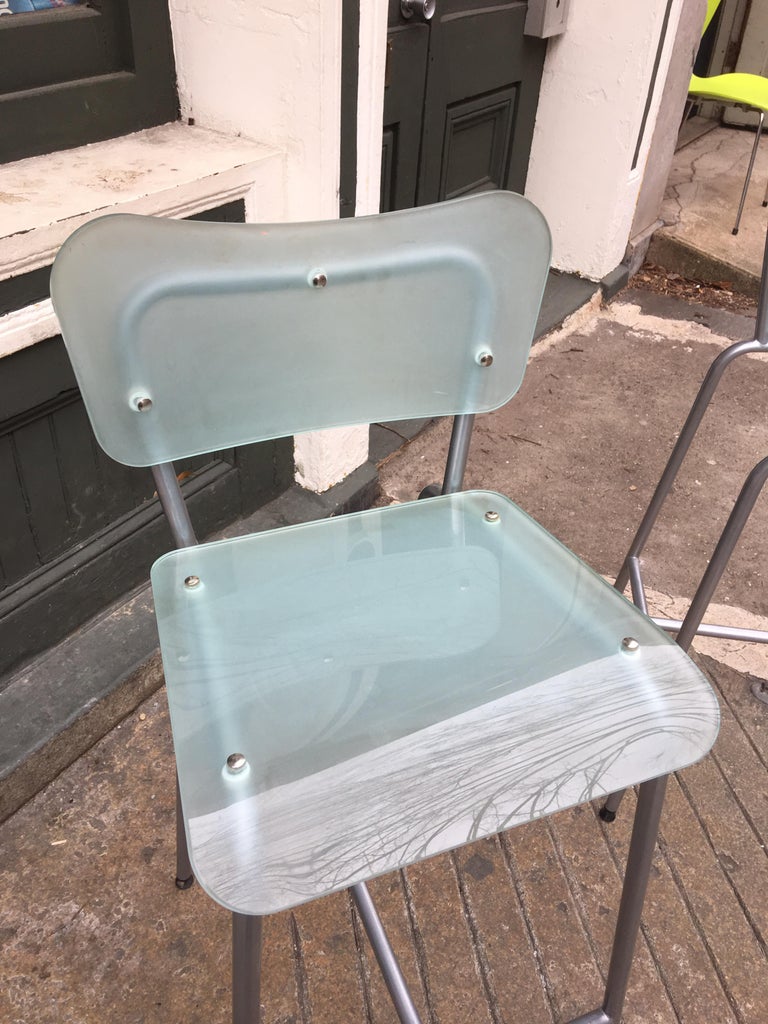 Set of 3 Tim Power “CHIP” Glass Stools at 1stDibs