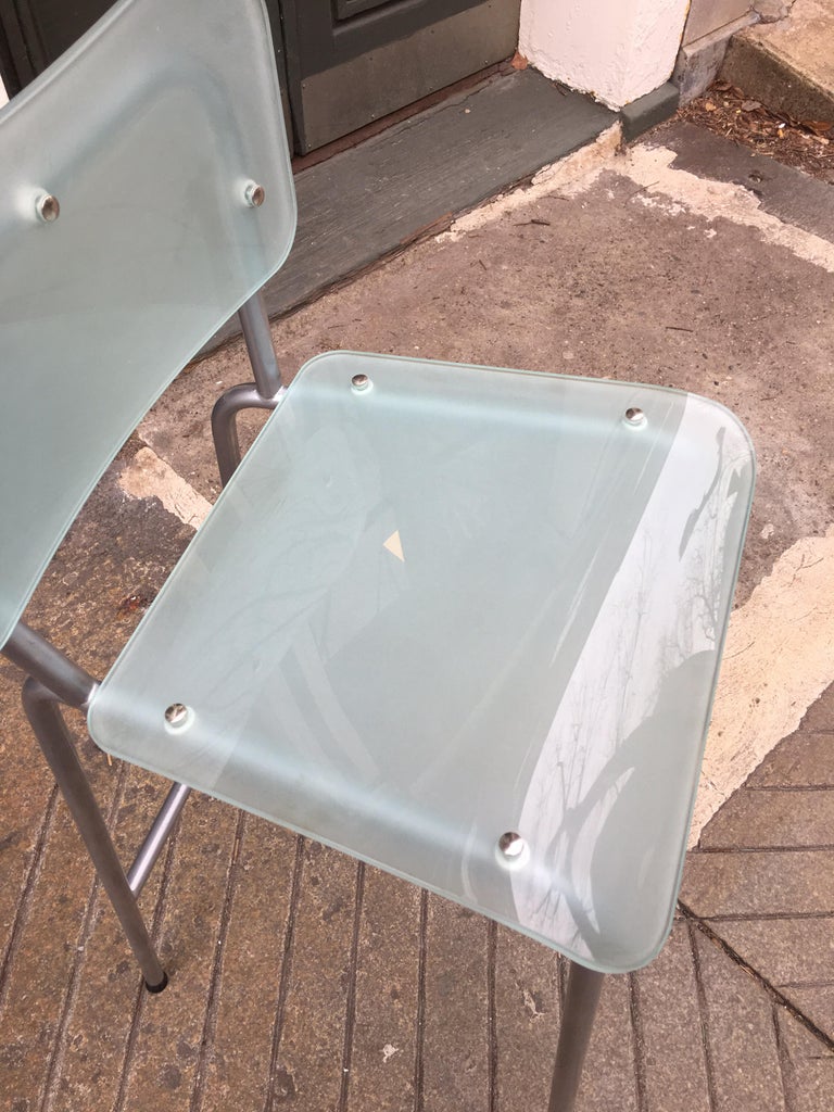 Set of 3 Tim Power “CHIP” Glass Stools at 1stDibs