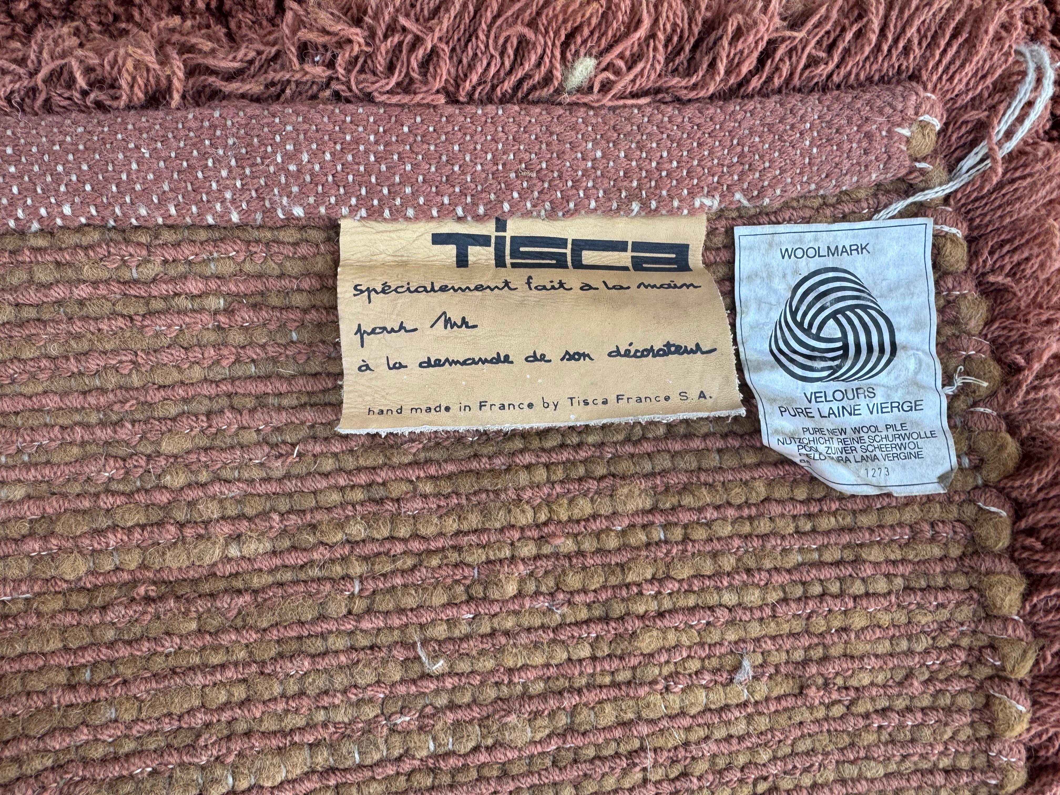 Set of 3 TISCA,  Vintage Pure Wool Rugs, circa 1970s , made in France For Sale 4