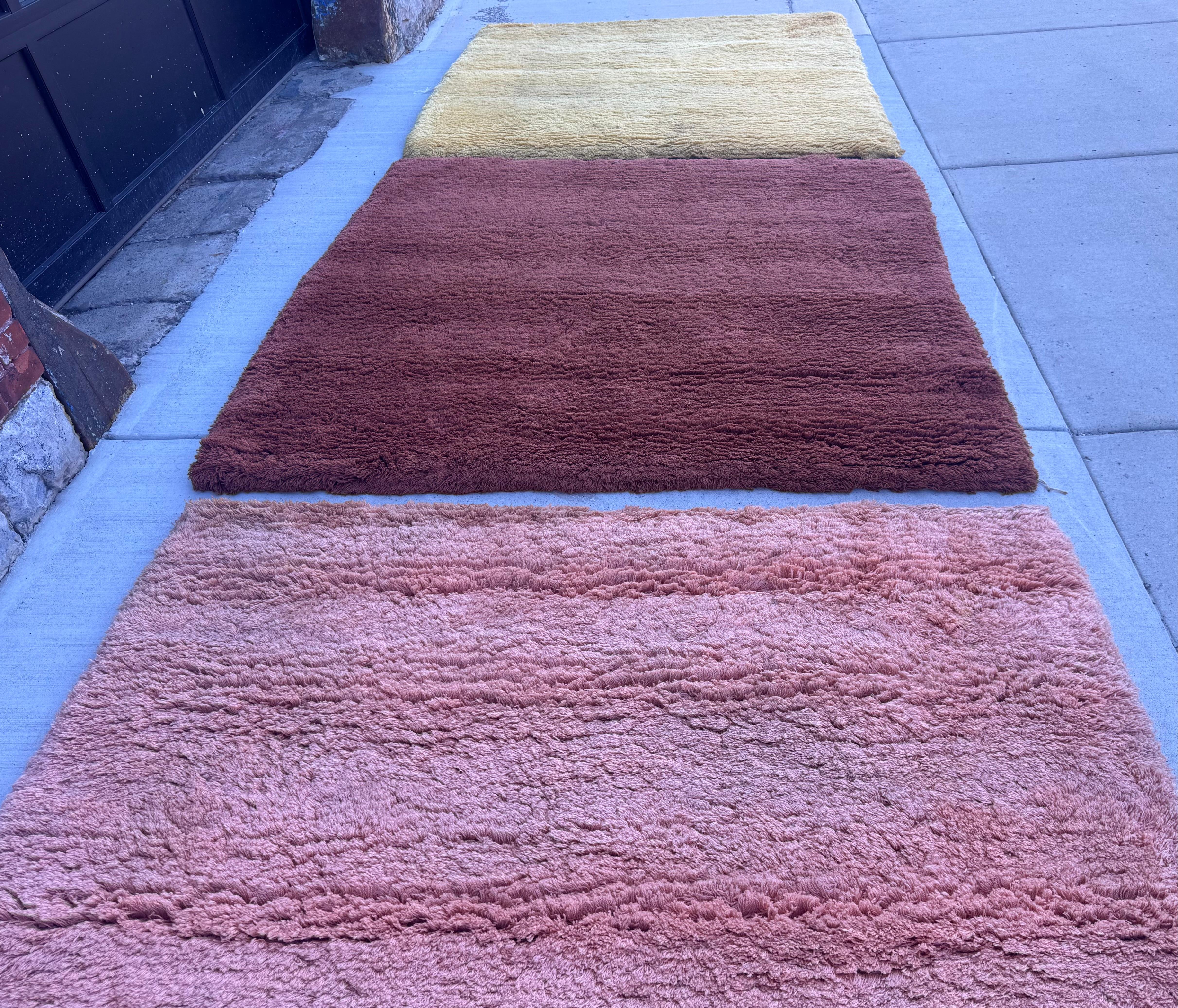 Set of 3 TISCA,  Vintage Pure Wool Rugs, circa 1970s , made in France For Sale 7