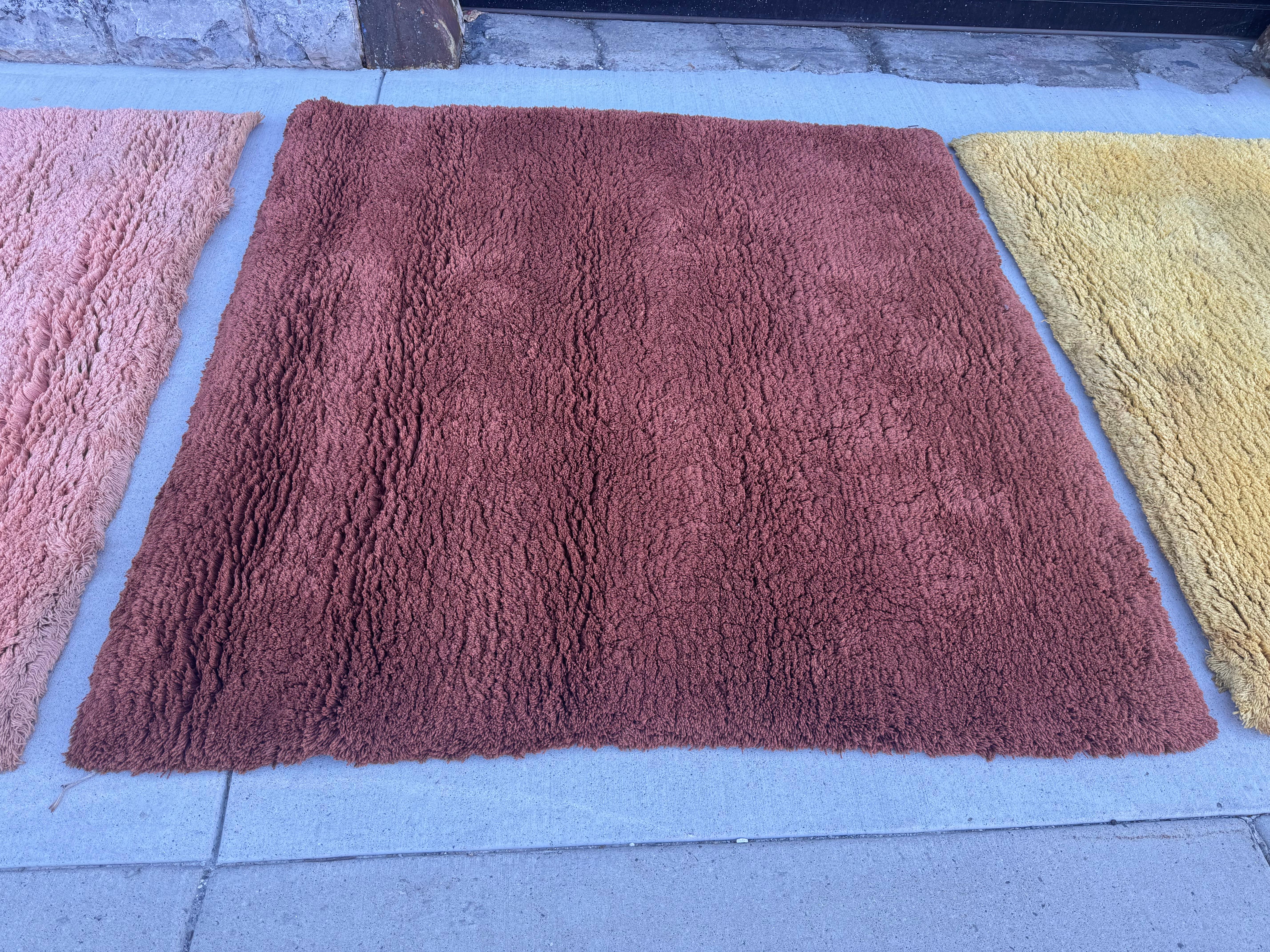 Set of 3 TISCA,  Vintage Pure Wool Rugs, circa 1970s , made in France For Sale 9