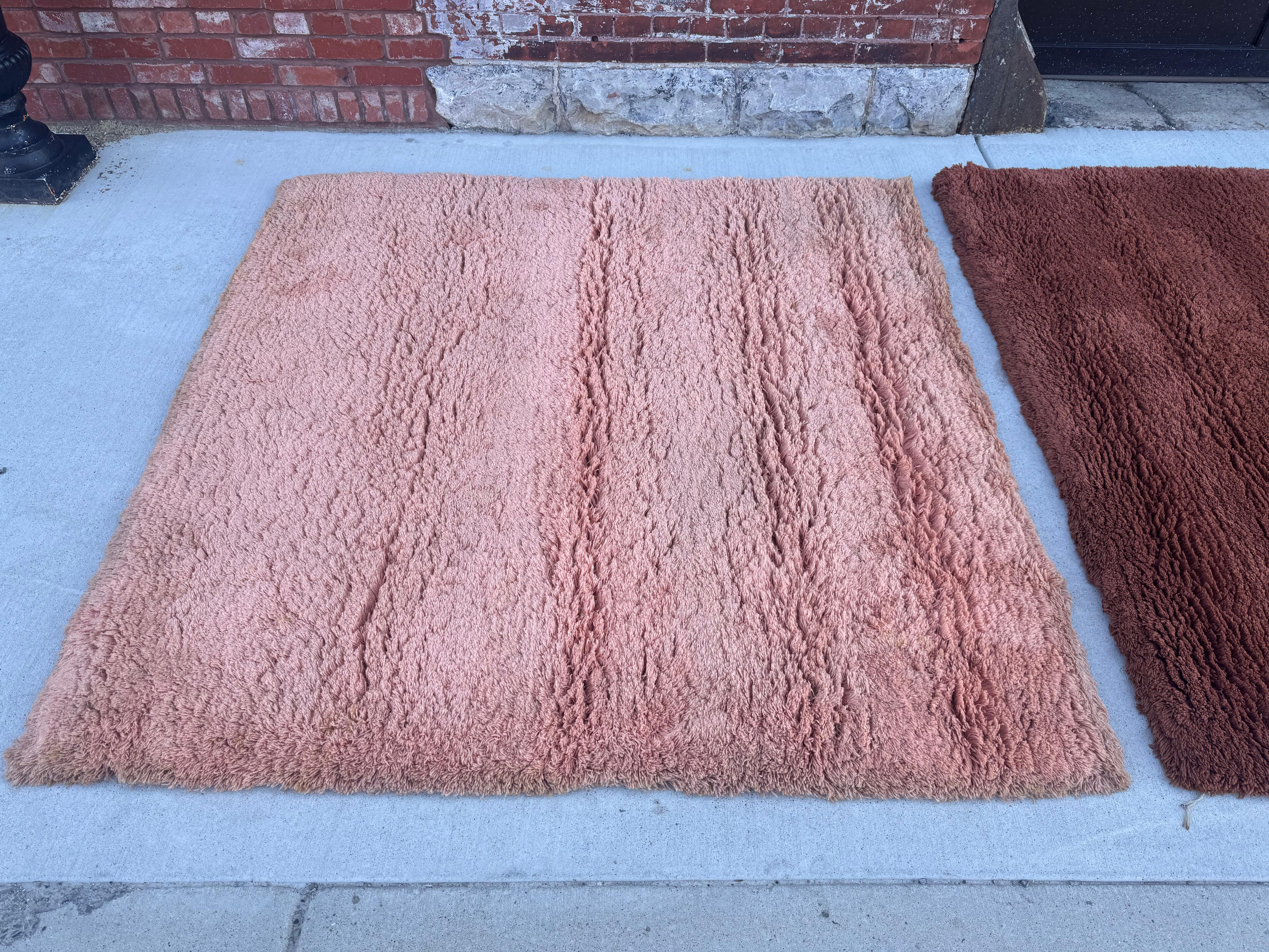 French Set of 3 TISCA,  Vintage Pure Wool Rugs, circa 1970s , made in France For Sale