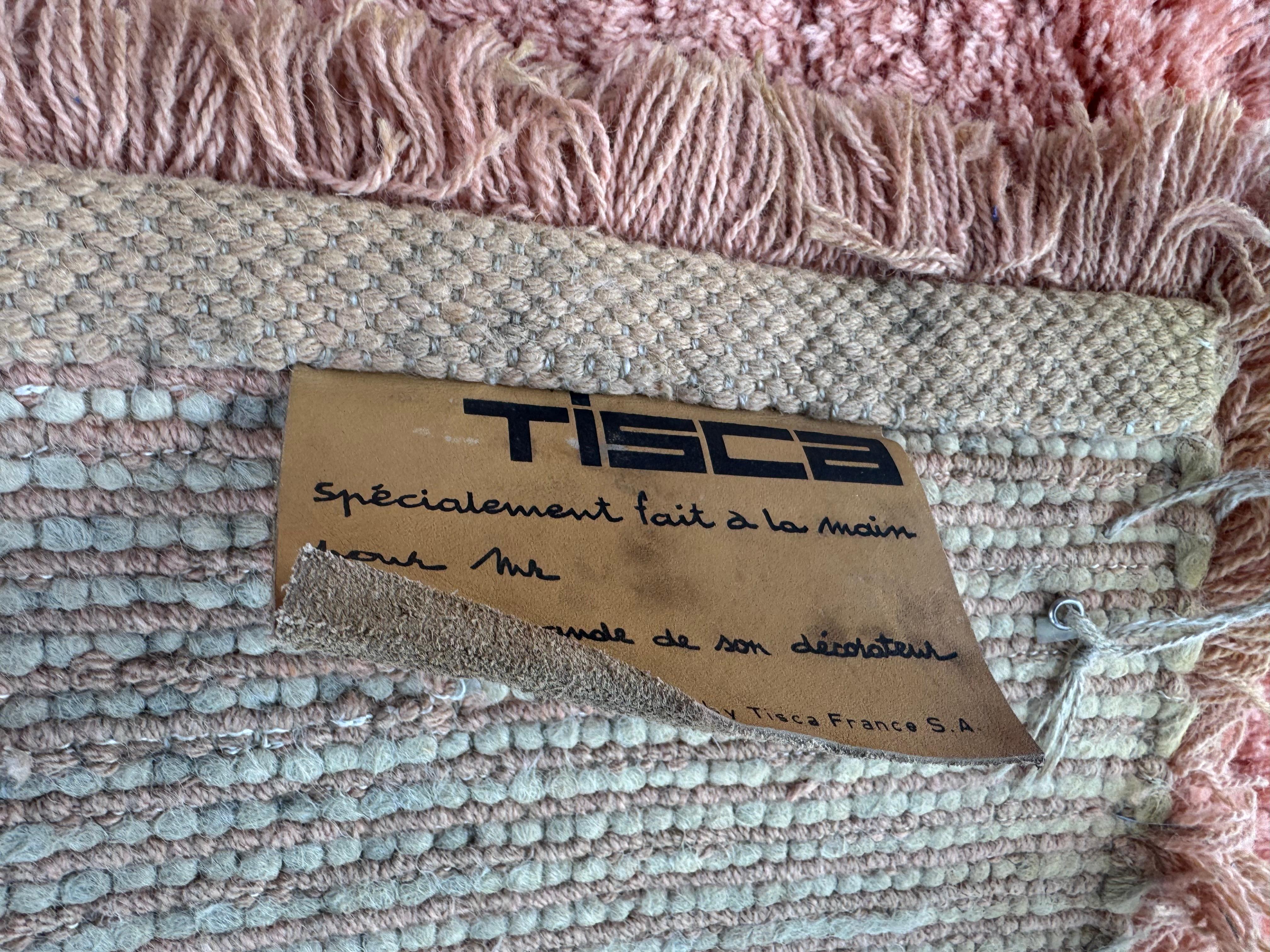 Set of 3 TISCA,  Vintage Pure Wool Rugs, circa 1970s , made in France In Good Condition For Sale In Buffalo, NY