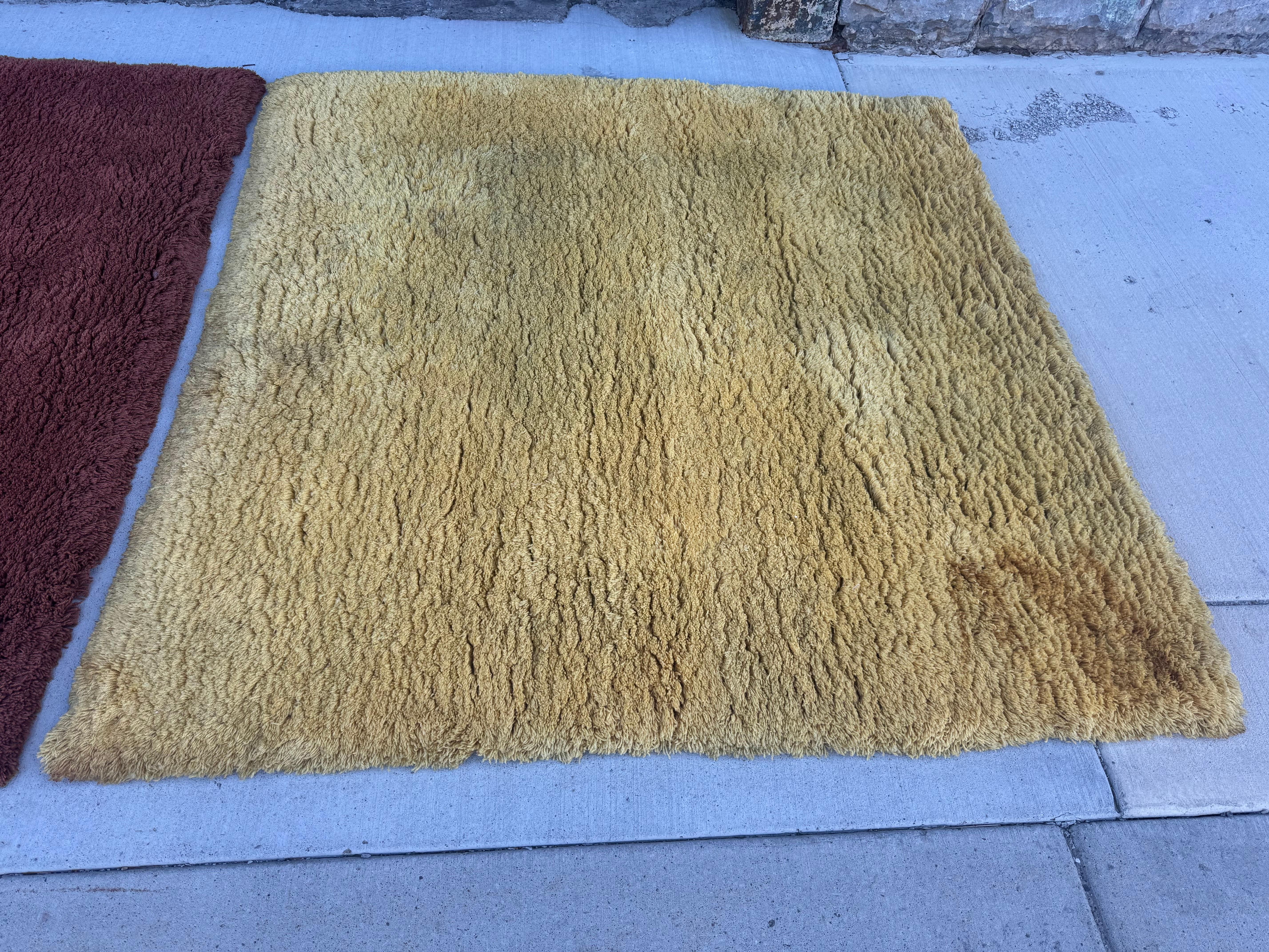 Late 20th Century Set of 3 TISCA,  Vintage Pure Wool Rugs, circa 1970s , made in France For Sale