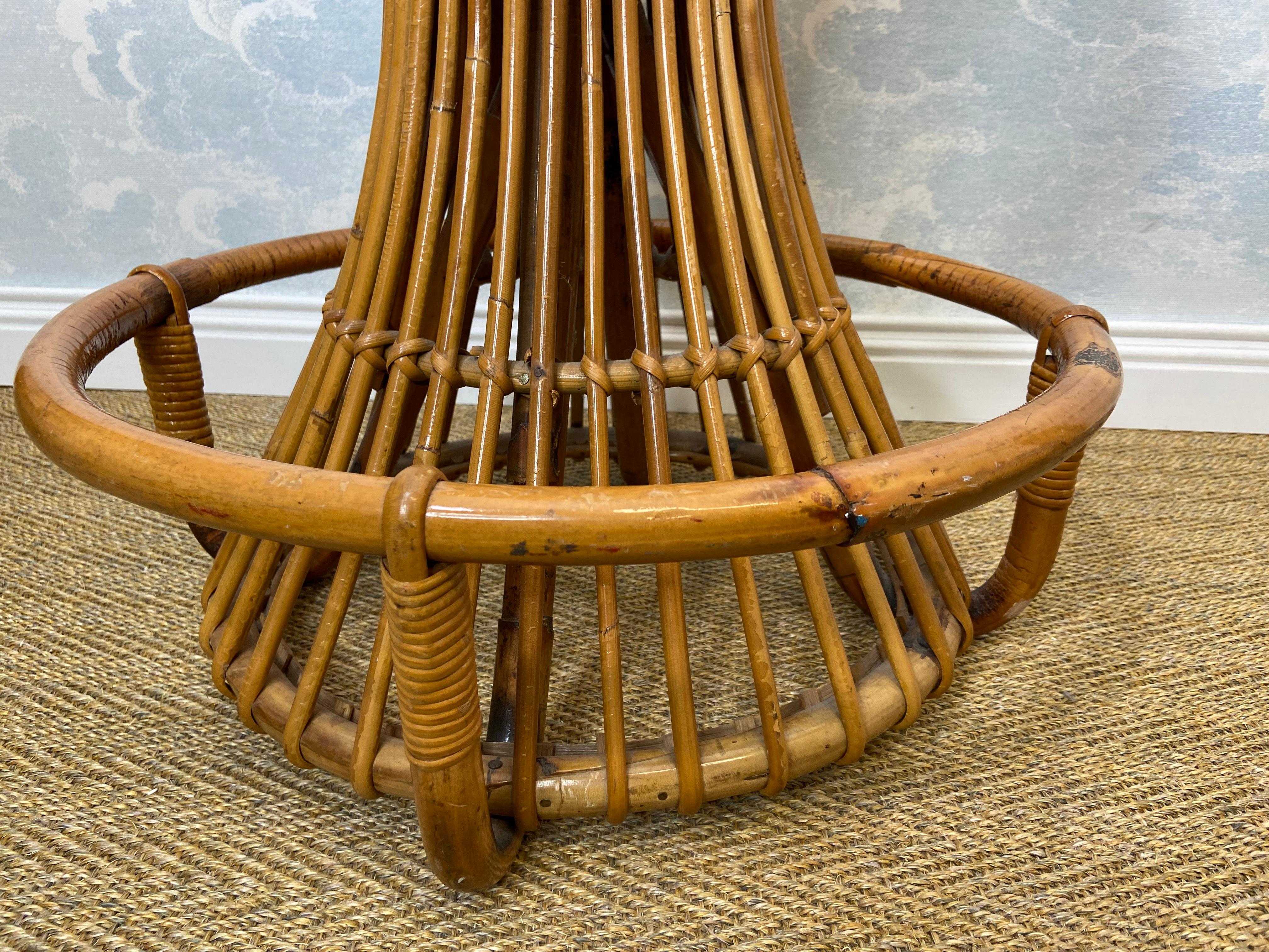 Set of 3 Tito Agnoli for Bonacina Bar Stools Bamboo & Rattan, Italy 1950s 7