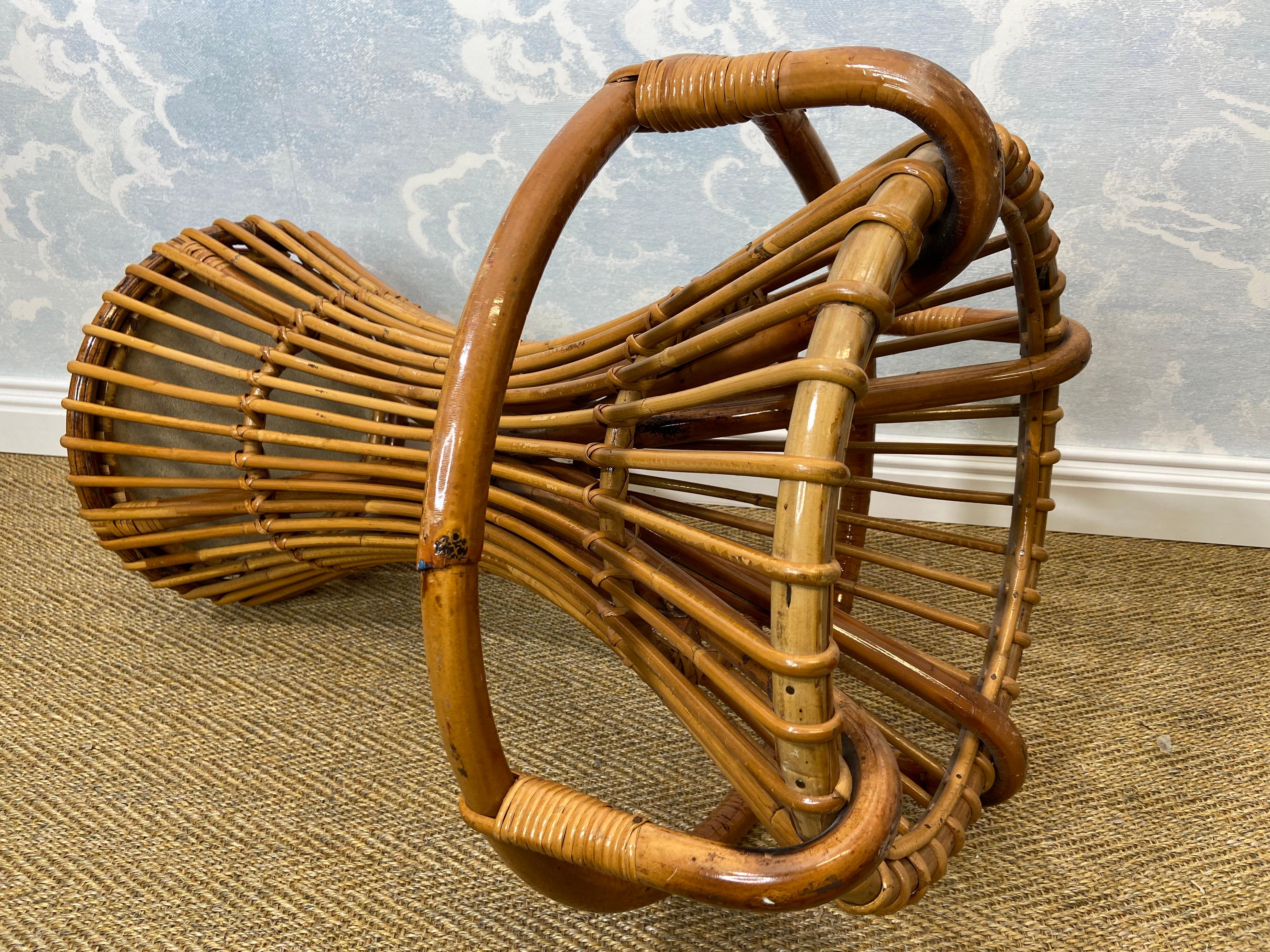 Set of 3 Tito Agnoli for Bonacina Bar Stools Bamboo & Rattan, Italy 1950s 3