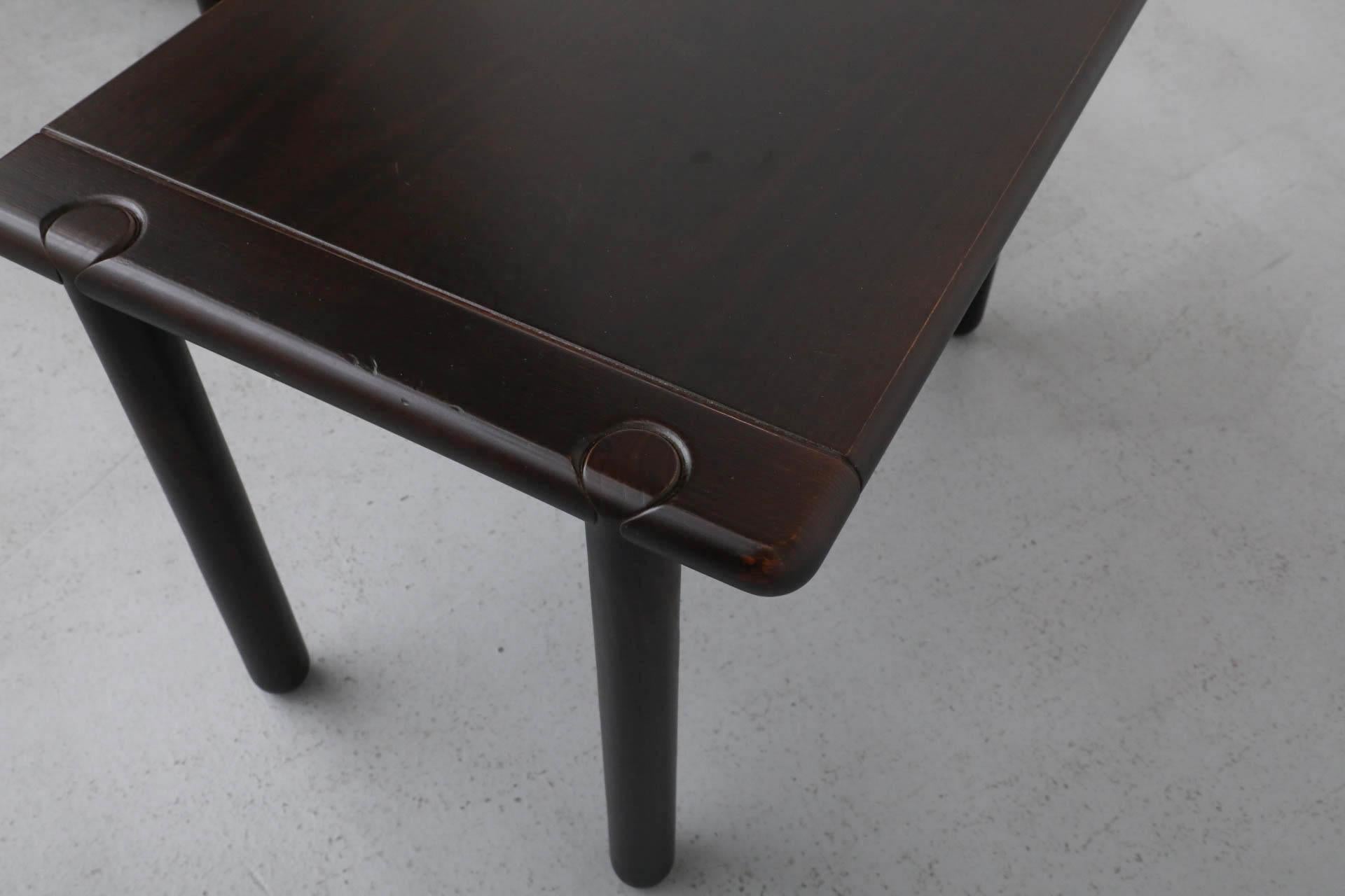 Set of 3 Tobia Scarpa Style 1950'S Dark Oak Nesting Tables For Sale 5