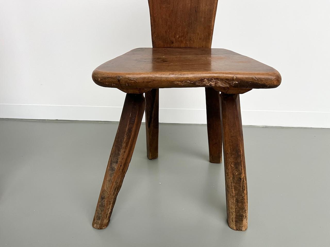 Set of 3 Tony Bain olive wood chairs, France 1960 3
