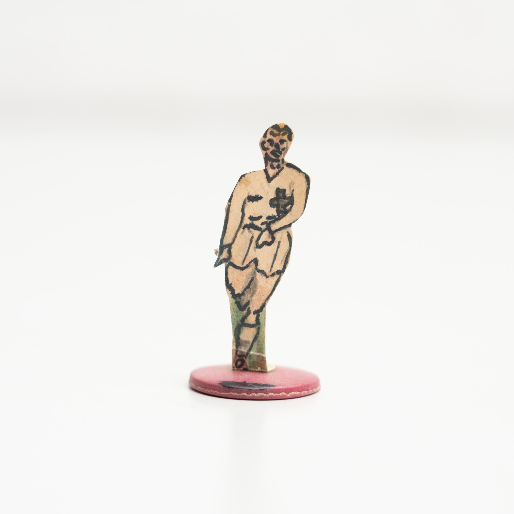 Set of 3 Traditional Antique Button Soccer Game Figures, circa 1950 For Sale 4
