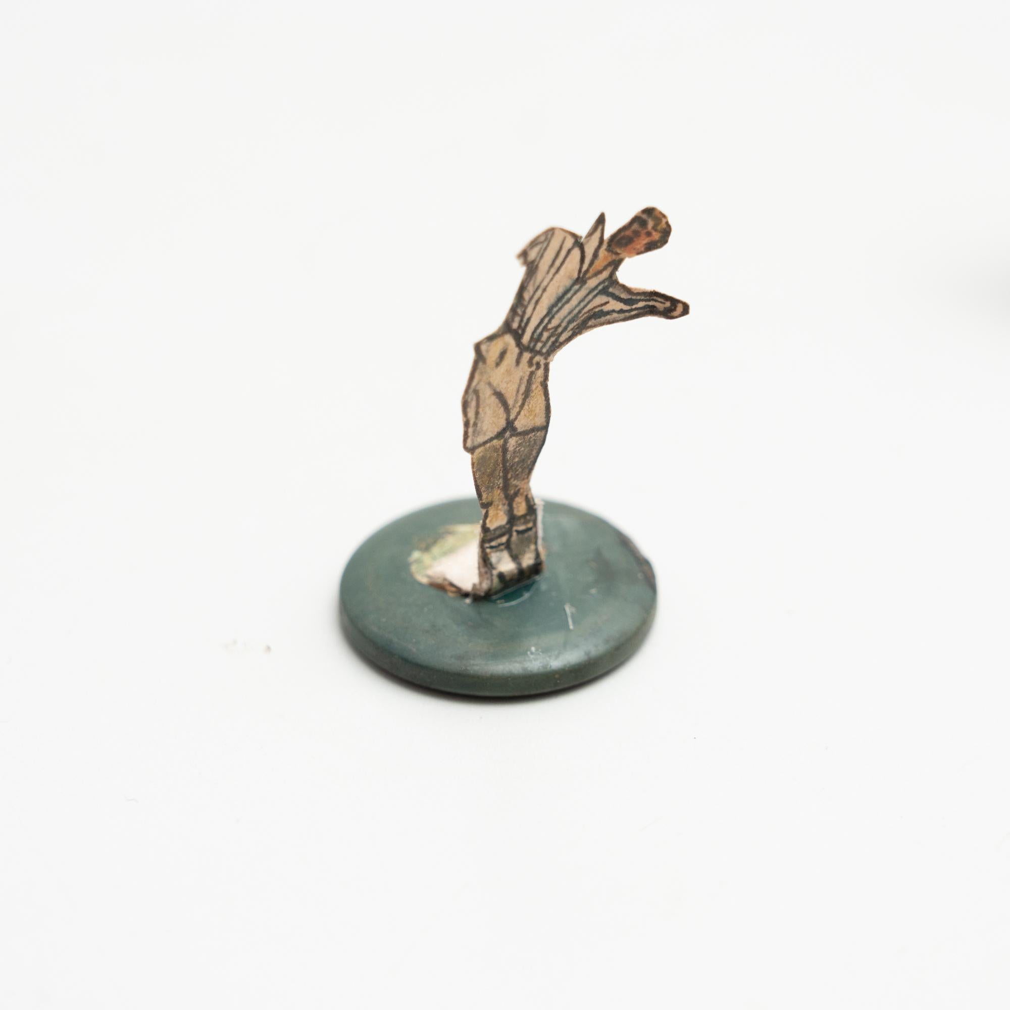 Set of 3 Traditional Antique Button Soccer Game Figures, circa 1950 For Sale 5
