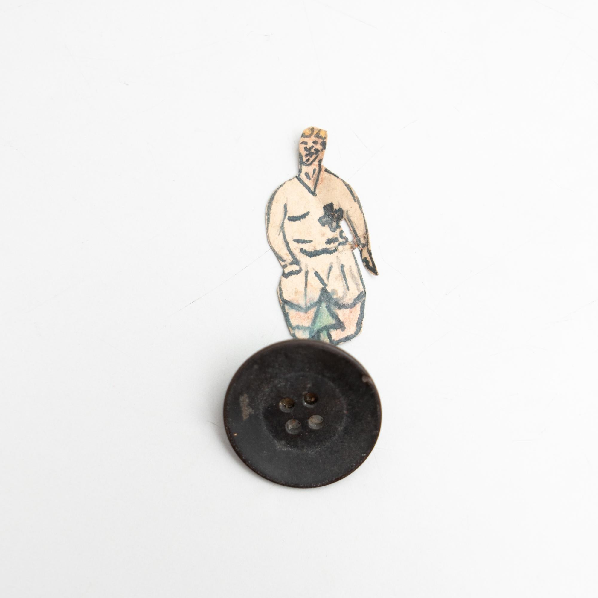 Set of 3 Traditional Antique Button Soccer Game Figures, circa 1950 For Sale 6