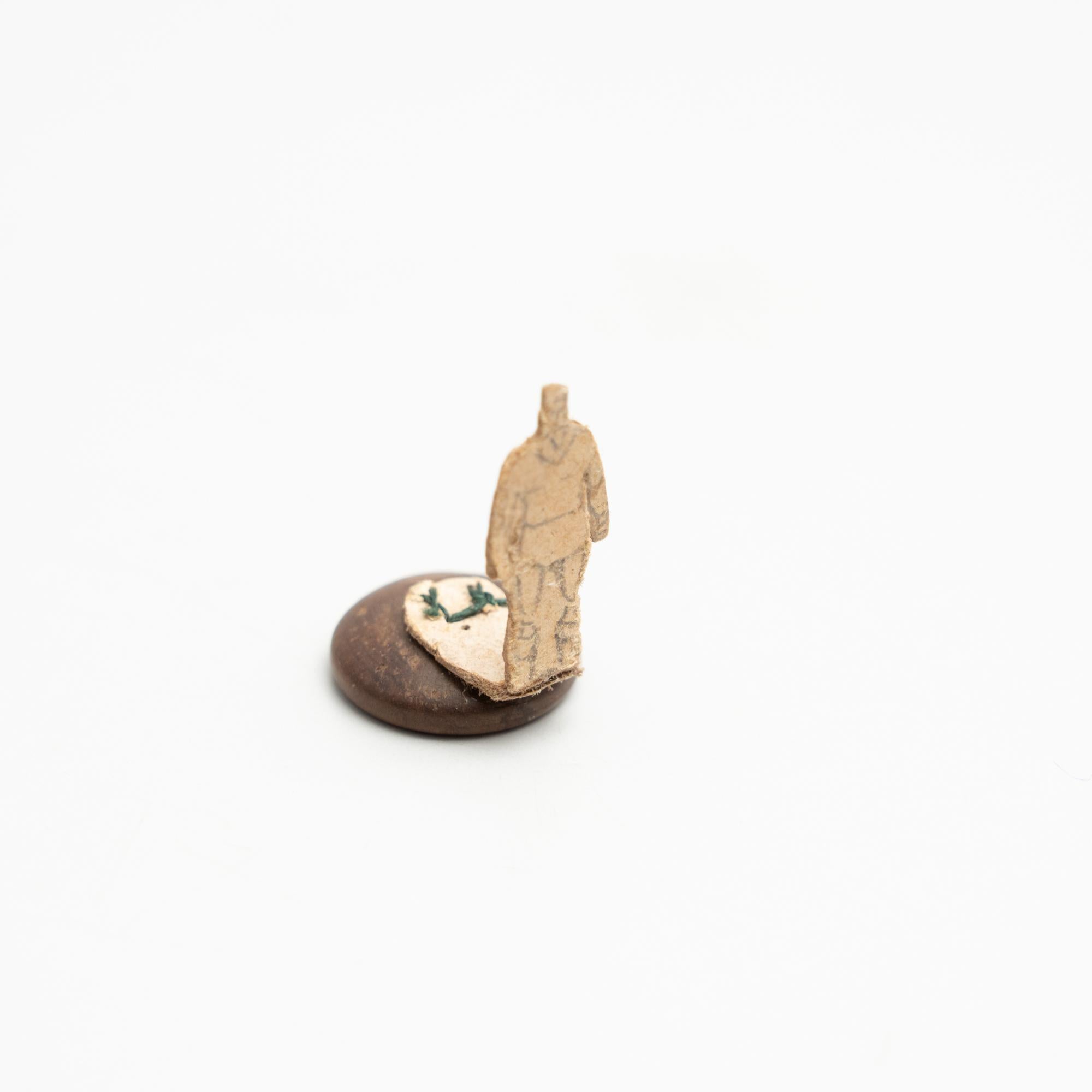 Set of 3 Traditional Antique Button Soccer Game Figures, circa 1950 For Sale 7