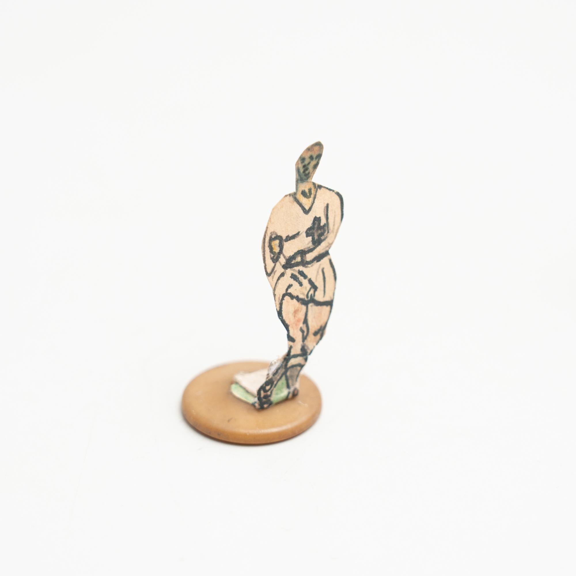 Set of 3 Traditional Antique Button Soccer Game Figures, circa 1950 For Sale 8