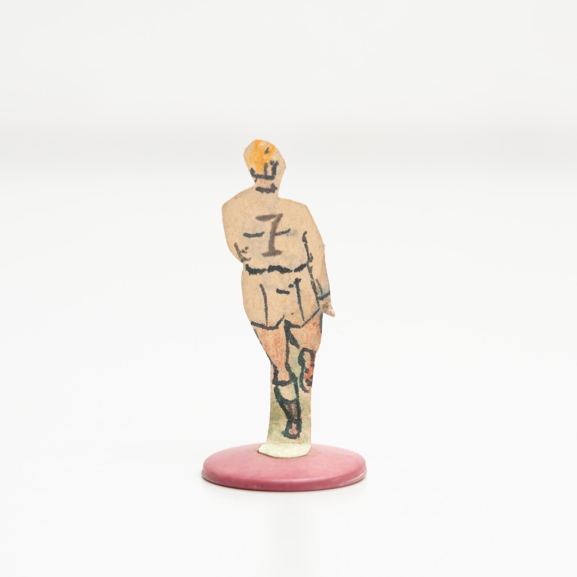 Spanish Set of 3 Traditional Antique Button Soccer Game Figures, circa 1950 For Sale
