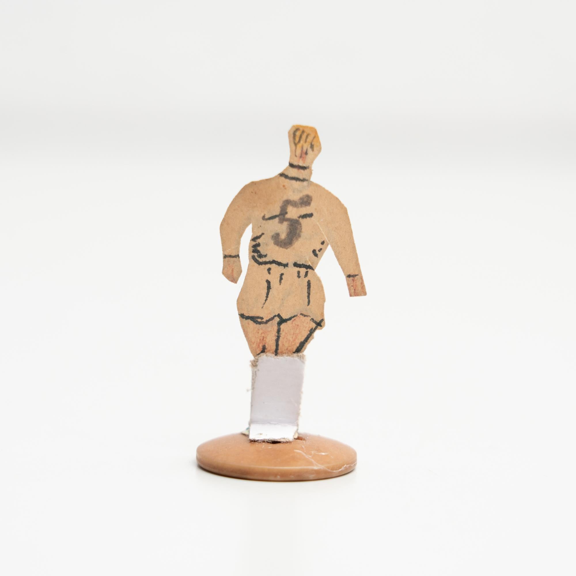 Set of 3 Traditional Antique Button Soccer Game Figures, circa 1950 In Good Condition For Sale In Barcelona, ES