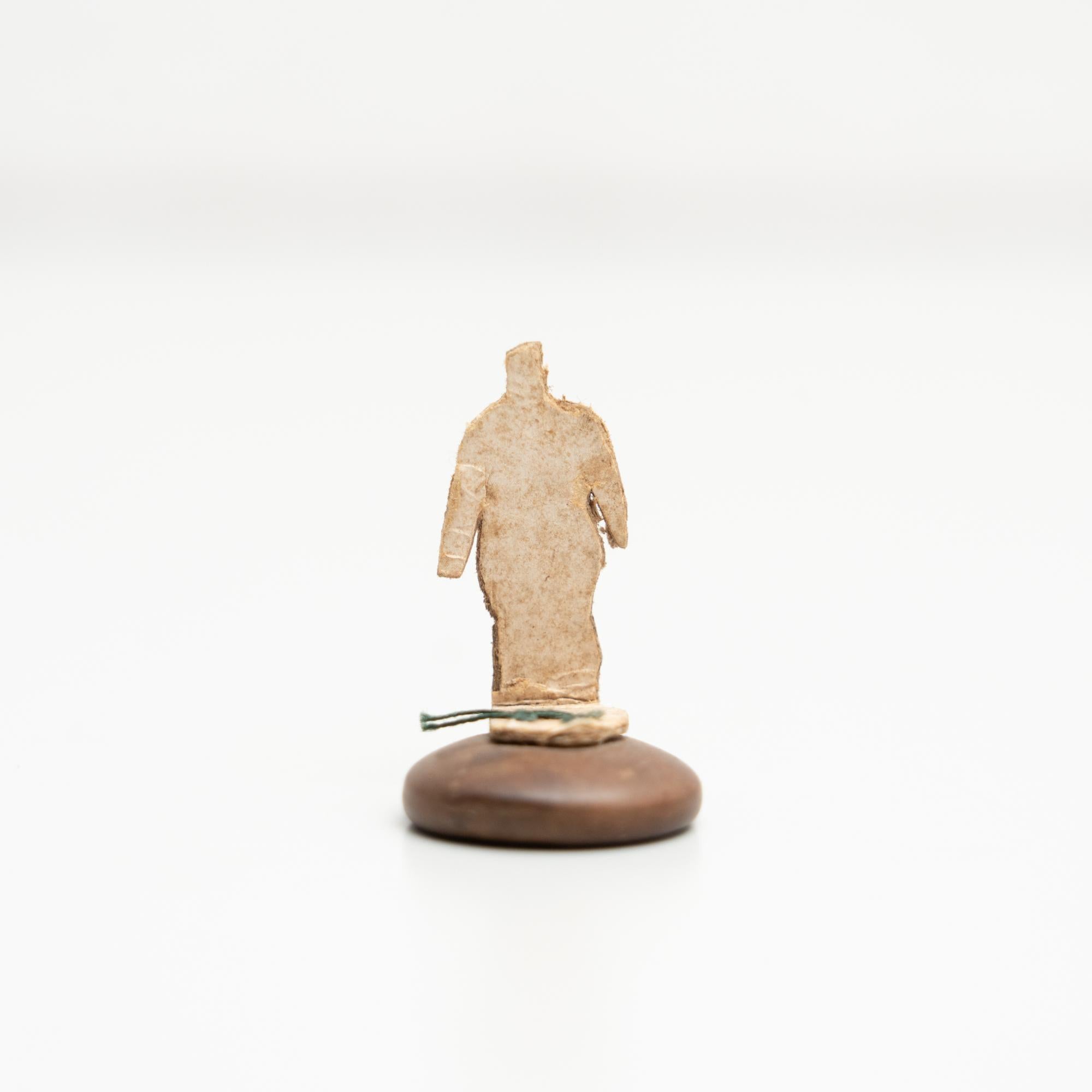 Set of 3 Traditional Antique Button Soccer Game Figures, circa 1950 In Good Condition For Sale In Barcelona, ES