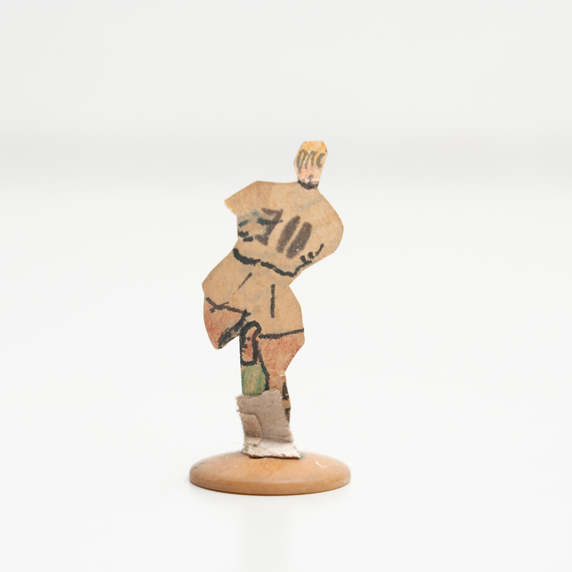Mid-20th Century Set of 3 Traditional Antique Button Soccer Game Figures, circa 1950 For Sale