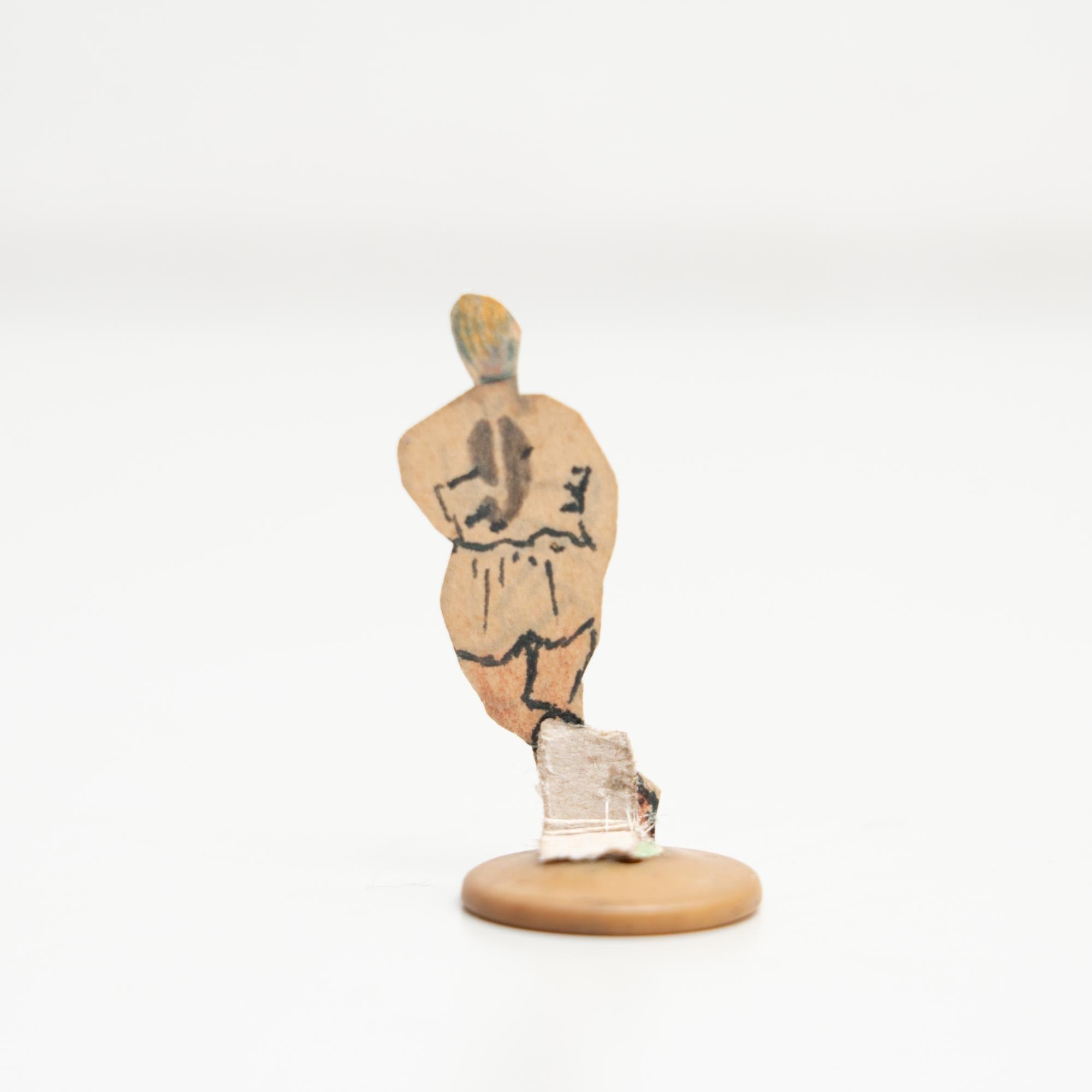 Mid-20th Century Set of 3 Traditional Antique Button Soccer Game Figures, circa 1950 For Sale