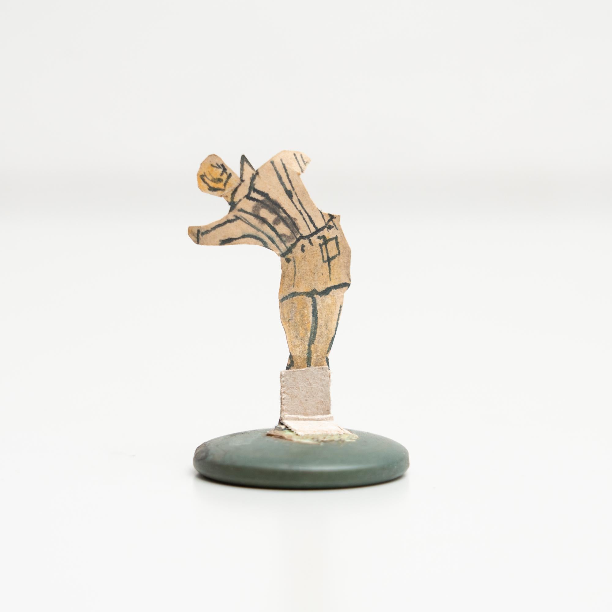 Mid-20th Century Set of 3 Traditional Antique Button Soccer Game Figures, circa 1950 For Sale