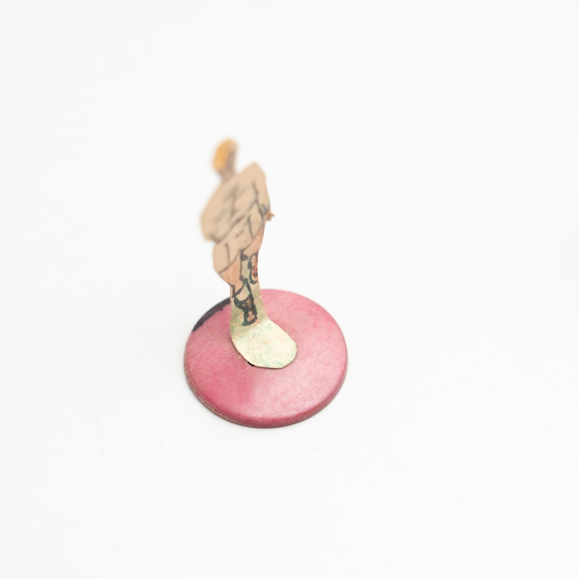 Set of 3 Traditional Antique Button Soccer Game Figures, circa 1950 For Sale 1