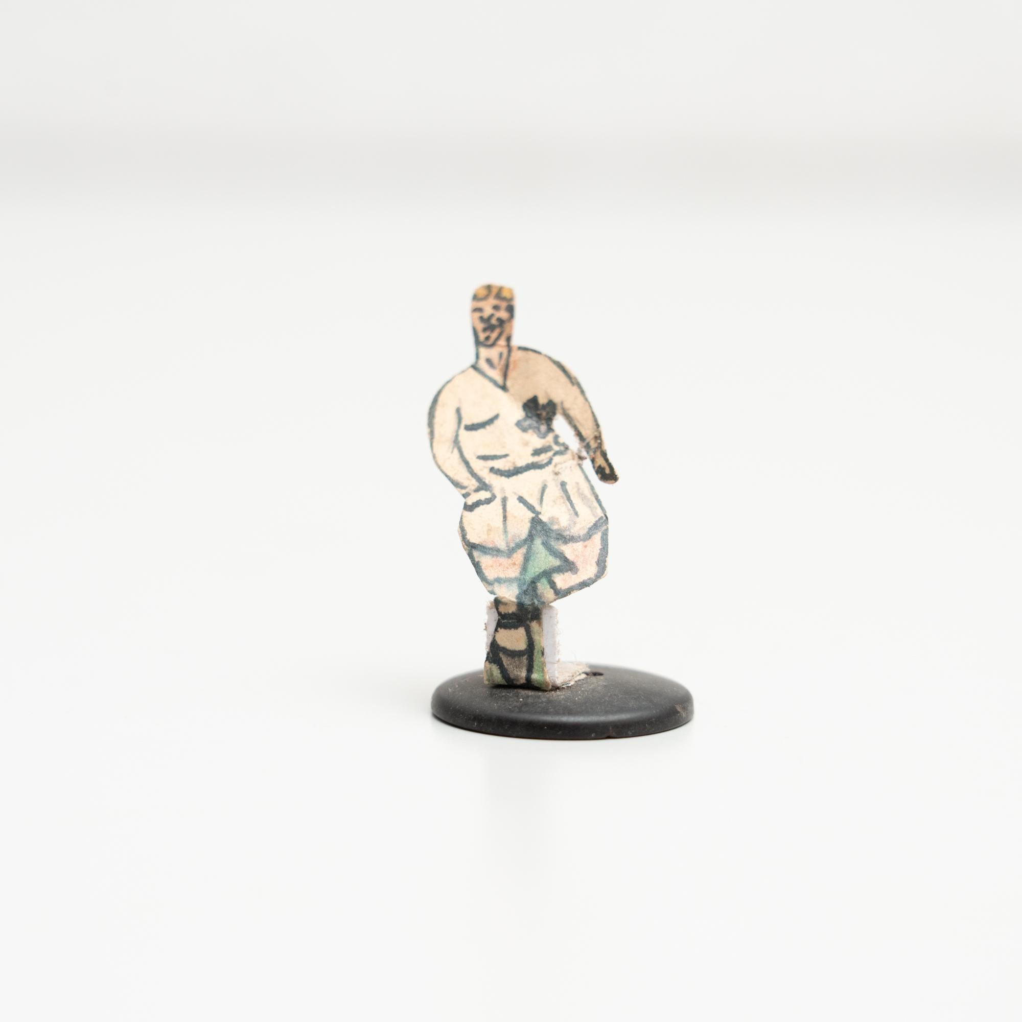 Set of 3 Traditional Antique Button Soccer Game Figures, circa 1950 For Sale 1