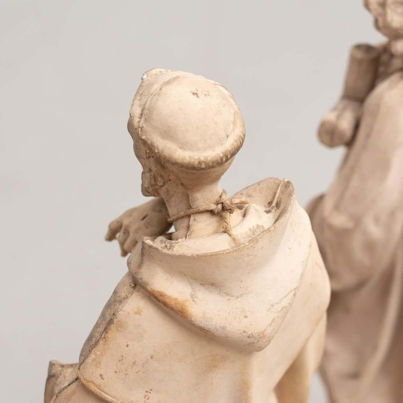 Ensemble de 3 figures religieuses traditionnelles en plâtre, artisanat catalane en vente 4