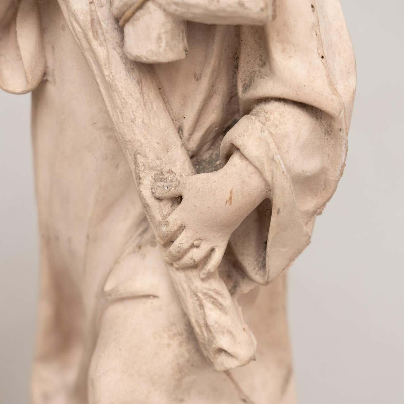 Ensemble de 3 figures religieuses traditionnelles en plâtre, artisanat catalane en vente 5