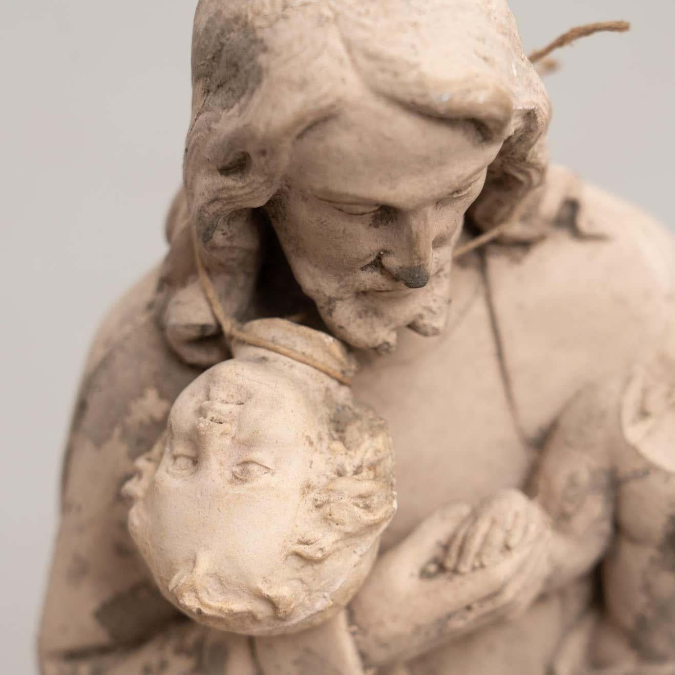 Ensemble de 3 figures religieuses traditionnelles en plâtre, artisanat catalane en vente 8